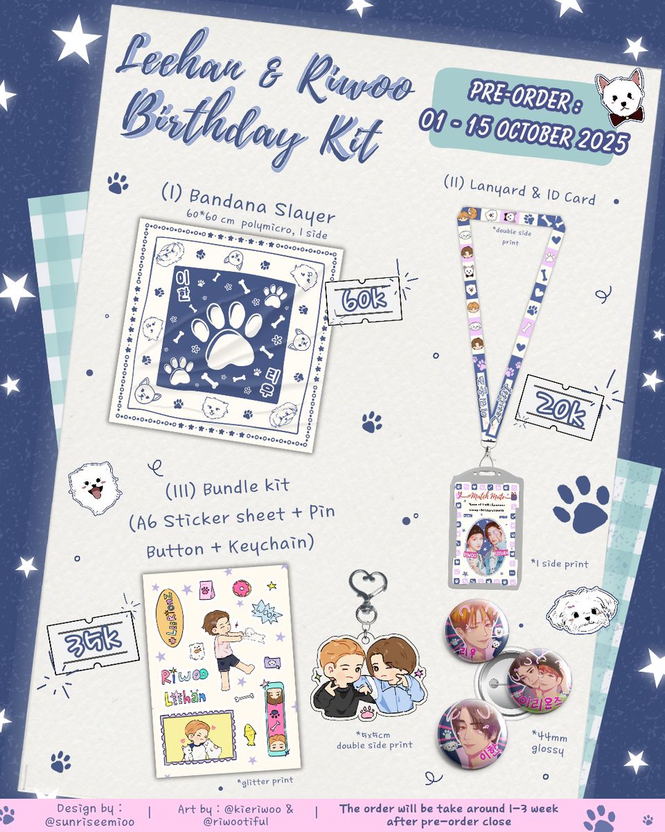 sunriseemioo's tweet image. RT and like are appreciated!

🦊 Leerionz Birthday Kit 🐰
⋆✴︎˚｡⋆ Pawfect Match ⋆✴︎˚｡⋆
🗓Open order: 01 - 15 October 2025
📄Form &amp;amp; details: docs.google.com/forms/d/e/1FAI…

[ catalog on thread ~ ] 

📍Shipping from Riau 
#leerionz #pawfectmatch
