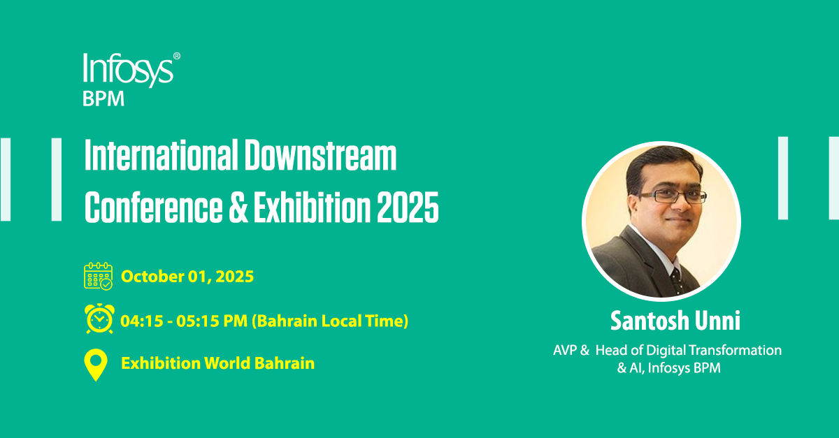 InfosysBPM's tweet image. How is AI transforming business operations?
Find out from Santhosh Unni, Associate Vice President – Head of Digital Transformation & AI, Infosys BPM, at the International Downstream Conference & Exhibition 2025.
Be part of the conversation!
#infosysbpm #infosys #ewbahrain