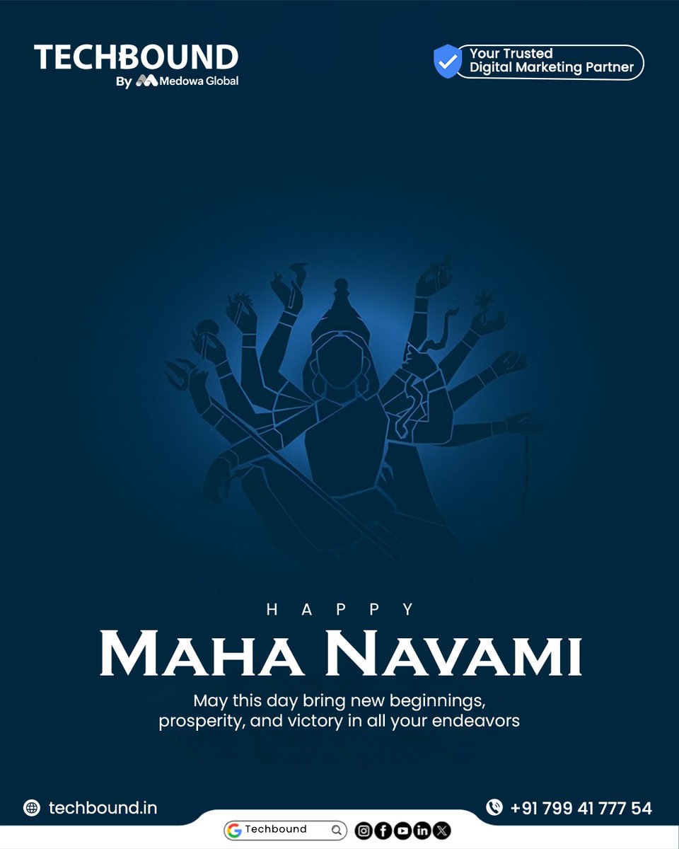 TechBoundDgtl's tweet image. 𝐇𝐚𝐩𝐩𝐲 𝐌𝐚𝐡𝐚 𝐍𝐚𝐯𝐚𝐦𝐢! May this day bring new beginnings, prosperity, and glorious victory.
#mahanavami
#navami
#navratri
#ayudhapuja
#saraswathipuja
#durgapuja
#devotion
#ninthdayofnavratri
#divineblessings
#festiveseason
#indianfestival
#goddesssaraswati