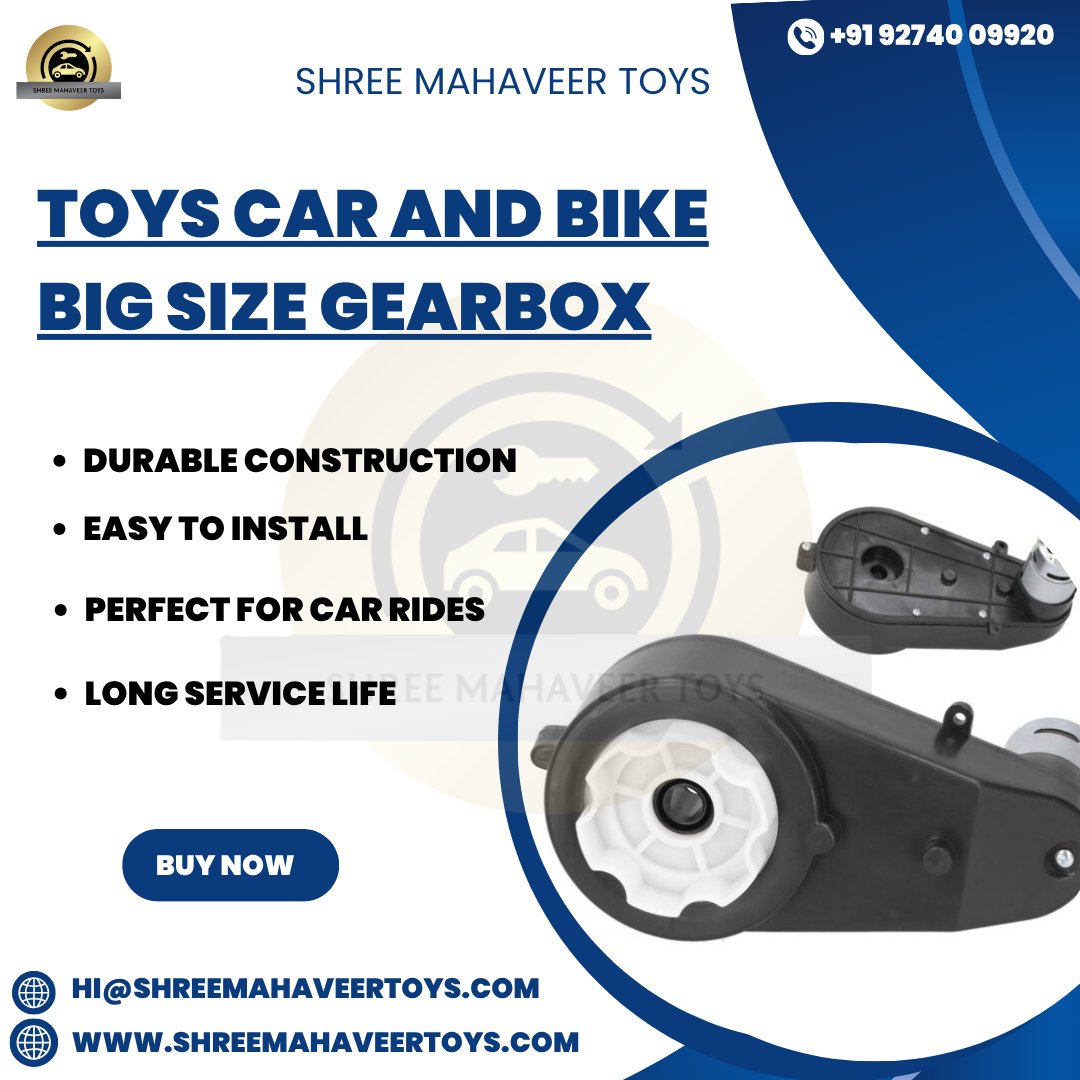 shreemahaveer12's tweet image. Power up your kids’ ride!
Get the Big Size Gearbox for toy cars &amp;amp; bikes – durable, reliable, and built for smooth rides.

📞 +91 92740 09920
🌐 shreemahaveertoys.com

#KidsRideOn #ToyCarGearbox #RideOnCarParts #KidsBikeSpareParts #ToyCarRepair #ShreeMahaveerToys
