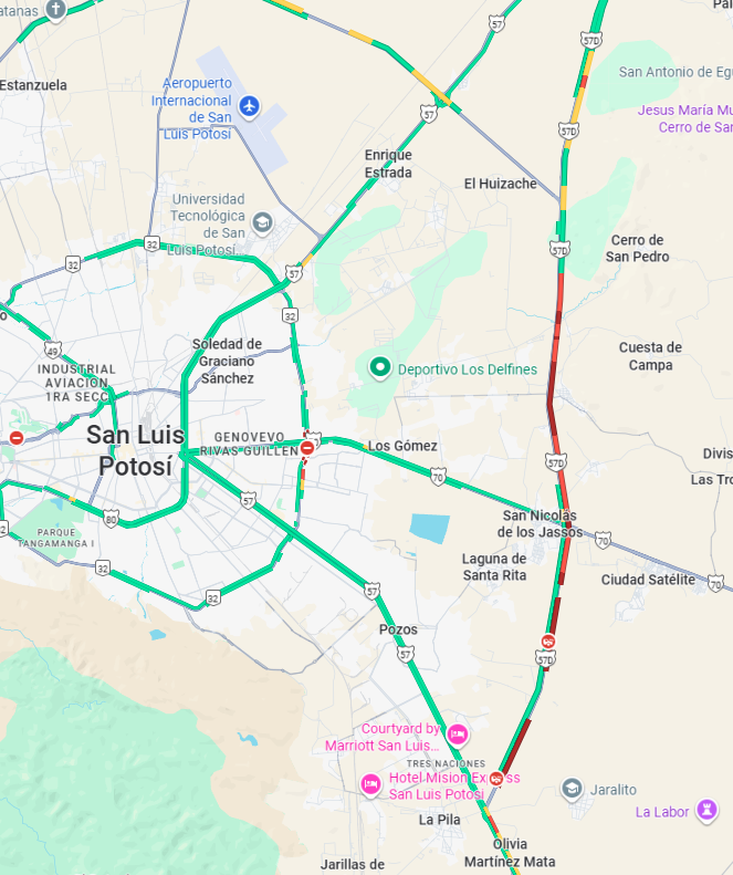 Estimados Usuarios, Se encuentra percance activo en el Libramiento Oriente a la altura del Km 22 en el sentido Sur-Norte, Querétaro - Matehuala , Tome sus precauciones, carril de baja cerrado, Se encuentran nuestros equipos de Auxilio vial y las Autoridades
