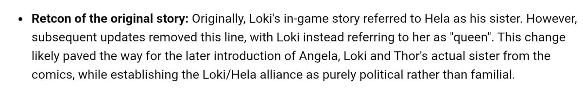 Kirrohero's tweet photo. @NeroTheHero13 @ThorLawyer Never mind, it was retconned when Angela showed up. I don't think they have Hela in Rivals, refer to Loki as her father, though. https://t.co/DrCLveliS4