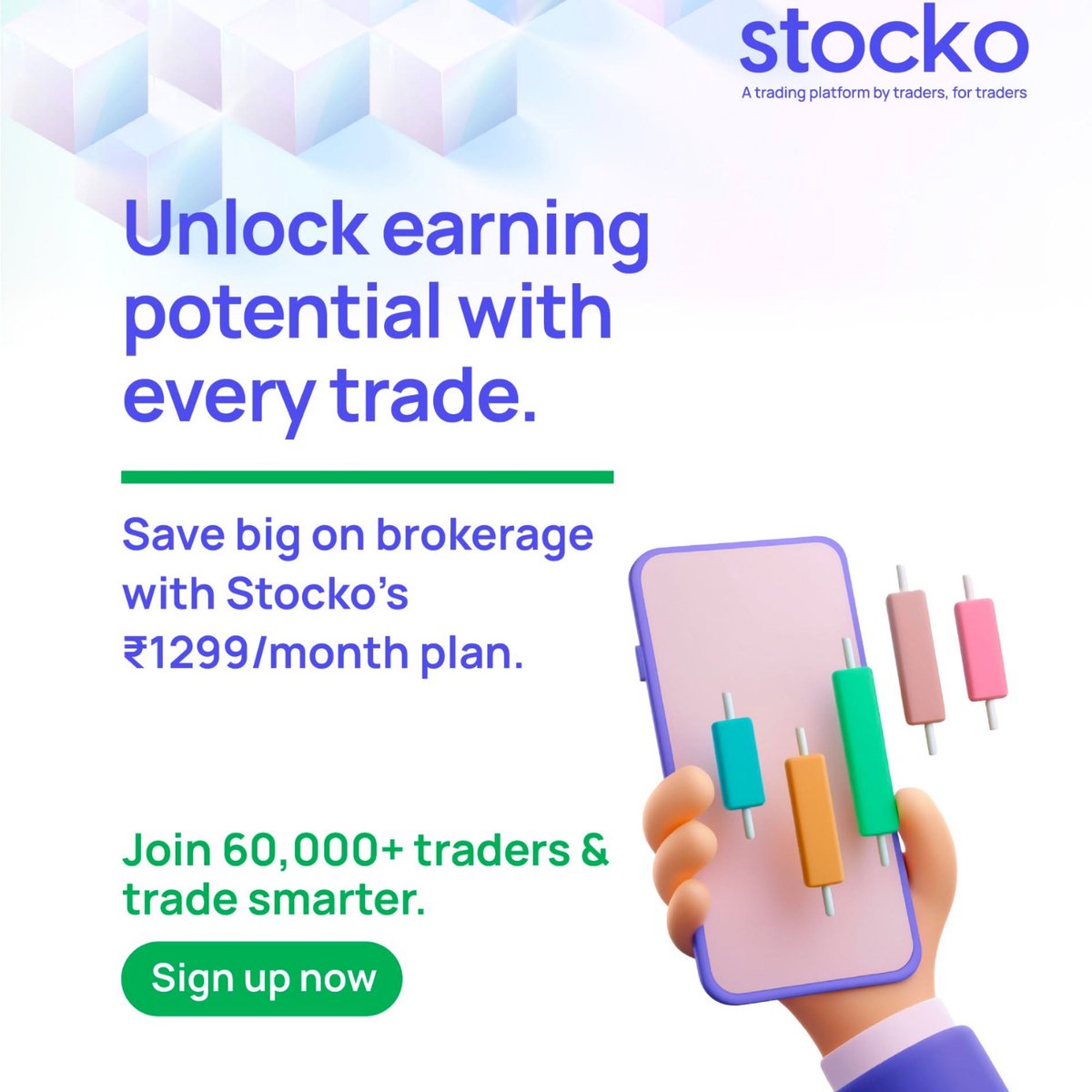 Smarter Plans, Better Trades 

Choose between ₹12.99/order or ₹1299/month. Designed for traders who value sustainable growth.

Join 60,000+ traders on Stocko. Smarter tools, low brokerage, and platforms built for success.

Join us and supercharge your trading experience with