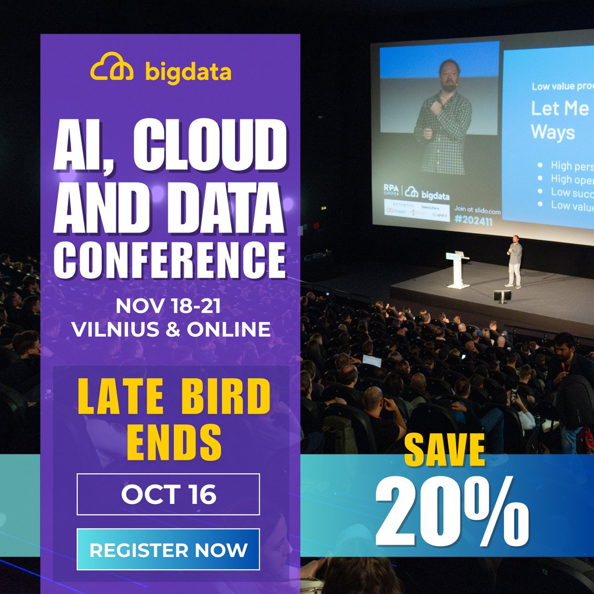 BigDataConfEU's tweet image. 📍 Big Data Conference Europe 2025 lands in Vilnius, Nov 18–21 — and tickets are 20% off until Oct 16.

Join the after-hours networking and leave with practical playbooks + new connections.
🔗 bigdataconference.eu