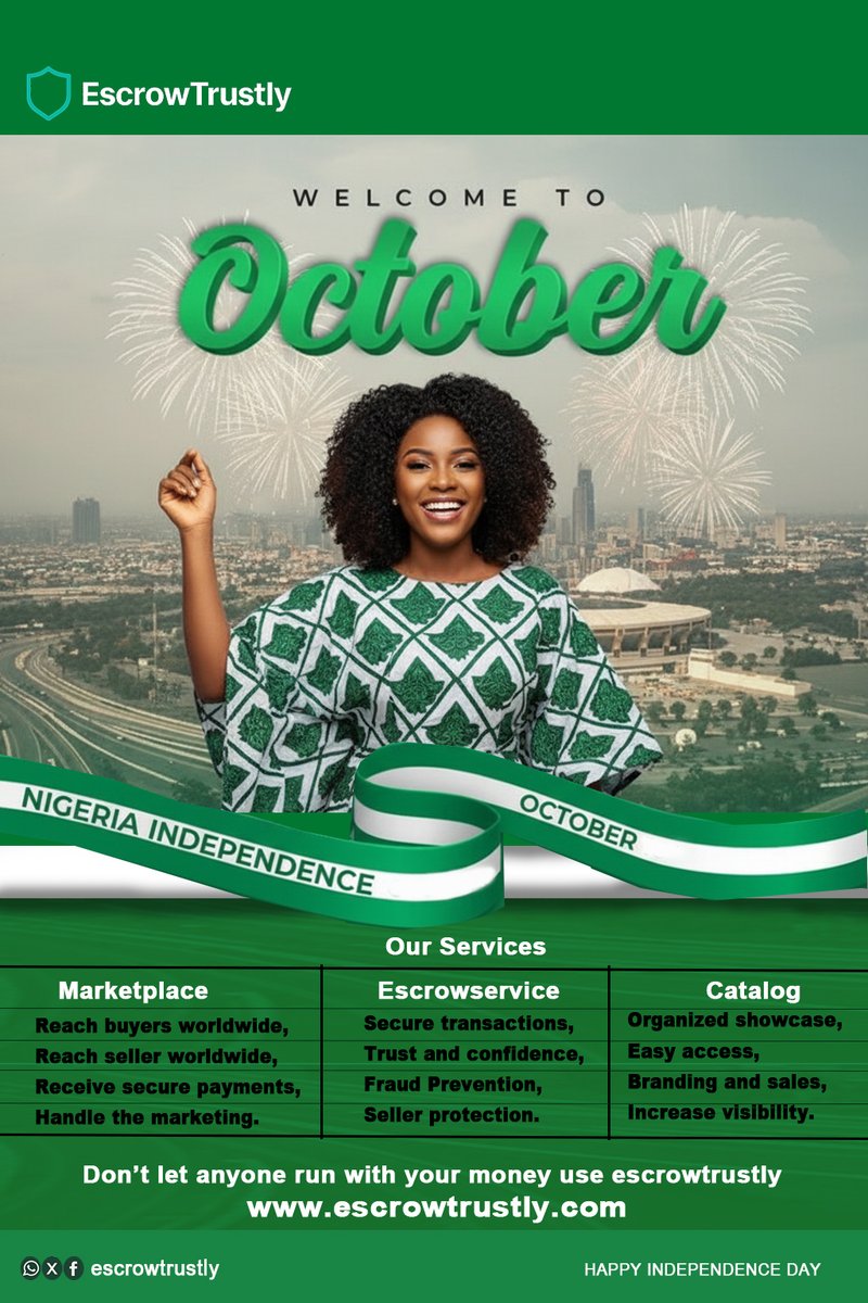 EscrowTrustly's tweet photo. 🌟 Happy New Month! 🌟

New goals. New opportunities. 🚀
With EscrowTrustly, your deals are safe, secure &amp; scam-free.
💚 Every Transaction Protected.
👉 https://t.co/NmcpYrxPGI

#YelloIndependence #escrowtrustly #escrow #arisenews https://t.co/zB73bzSlkf