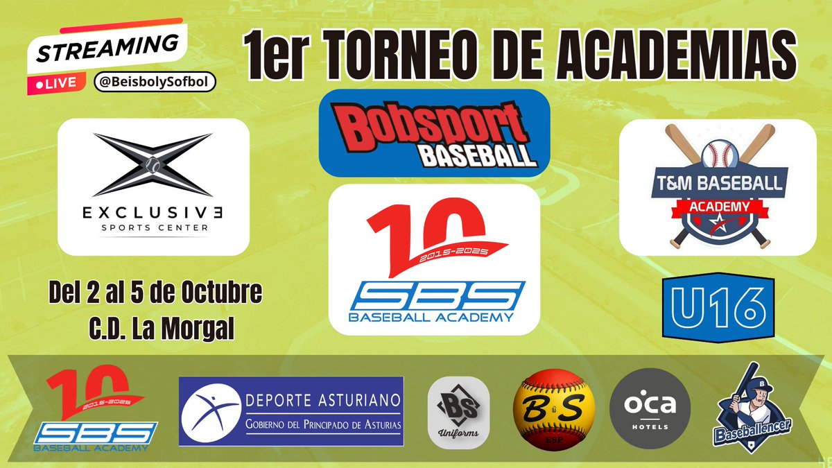 📢 Este jueves, 2 de octubre, comienza el 1er Torneo de Academias U16, en el Complejo Deportivo de La Morgal, Asturias.

⚾ Béisbol juvenil! 💪🏼

youtube.com/@beisbolysofbol