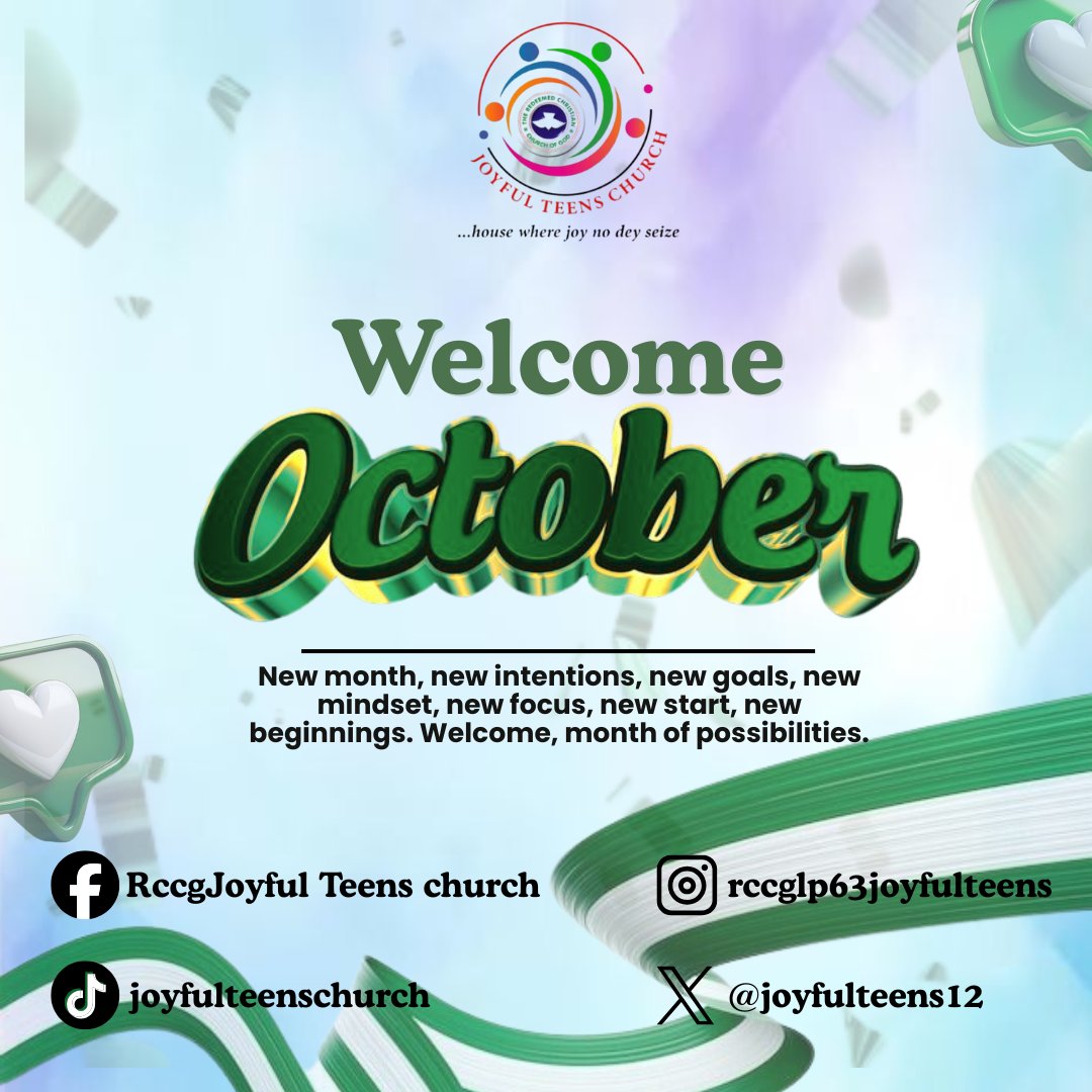 Welcome to October 🇳🇬🎉❤️
May this new month bring you joy, success, and fulfillment. May your dreams and goals be achieved, and may you be blessed with love, peace, and happiness.