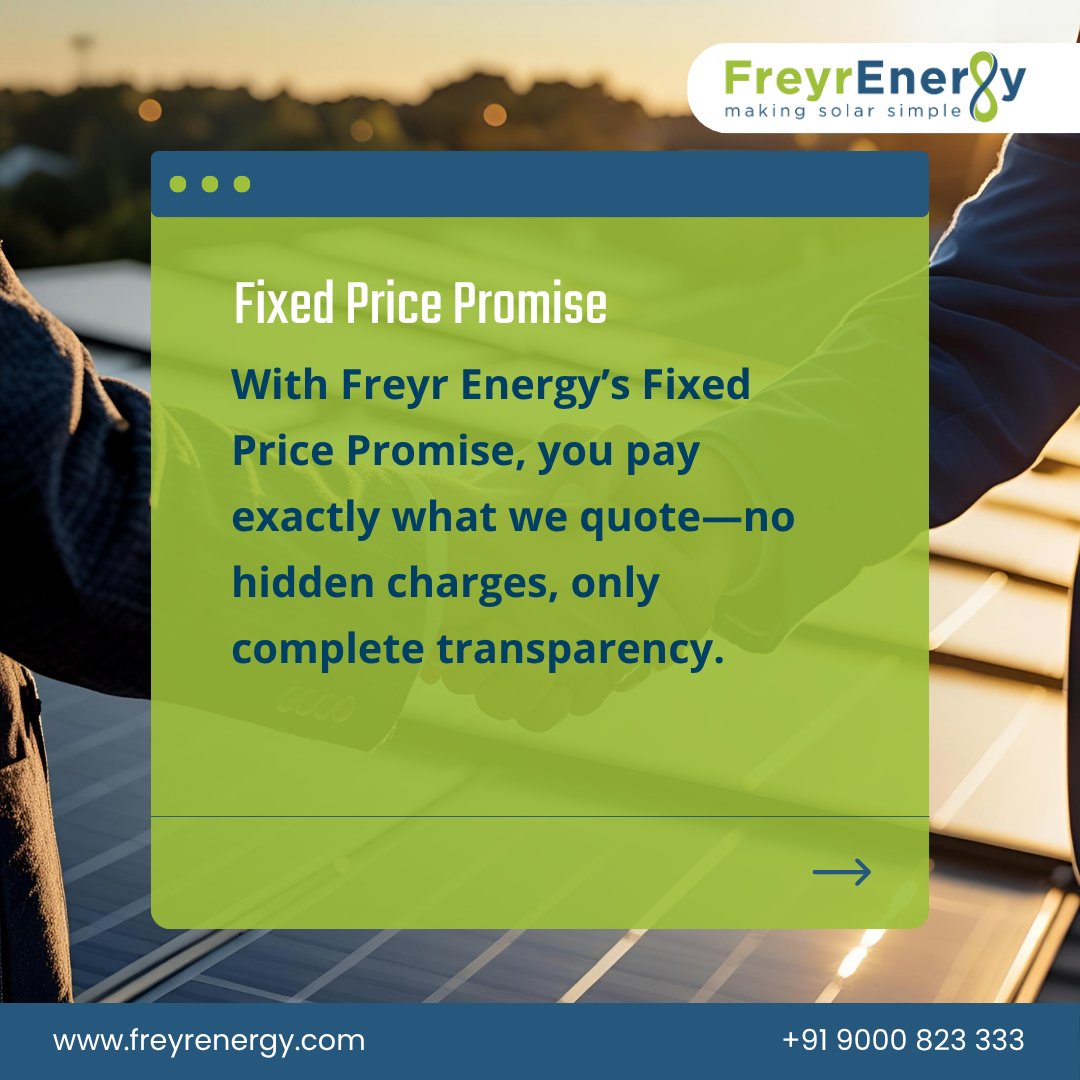 FreyrEnergy's tweet image. Thinking of switching to solar? Here’s why Freyr Energy should be your first choice.
Swipe through to see how we make solar simple for you!
Call us: +91 9000 828 333
Visit: freyrenergy.com
#FreyrEnergy #MakingSolarSimple #GoSolar #SmartSavings #CleanEnergy