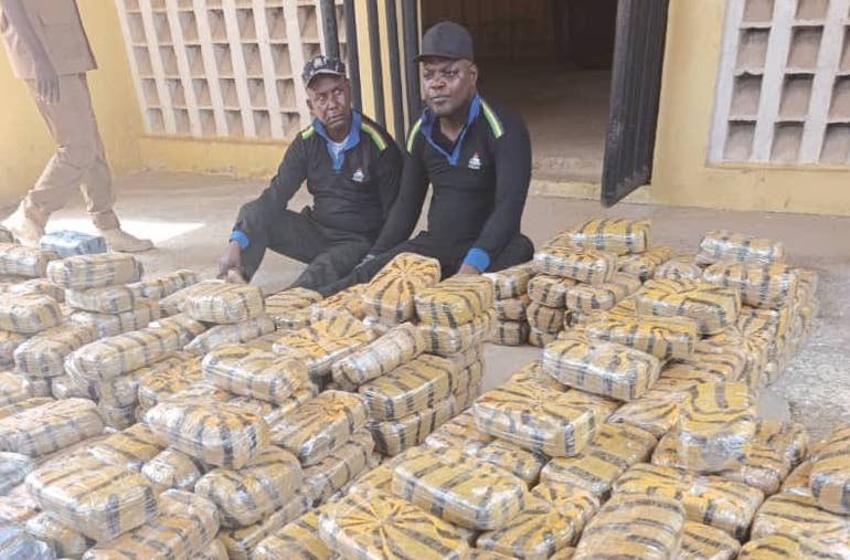 Nigerian troops nab two fake policemen caught with vehicles loaded with cannabis in Taraba.