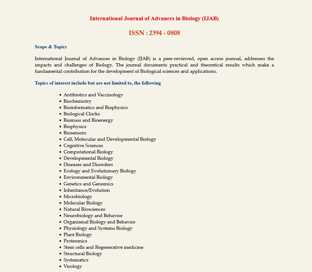 IJAB233791's tweet image. Call for Articles..!

International Journal of Advances in Biology (IJAB)
ISSN : 2394-0808
airccse.com/ijab/index.html

Submission Deadline: October 03,2025

Contact Us
ijab@aircconline.com

Please Visit Us Link
allconferencecfpalerts.com/cfp/view.php?e…

#biologyhelp  #LifeSciences #BiologyLovers