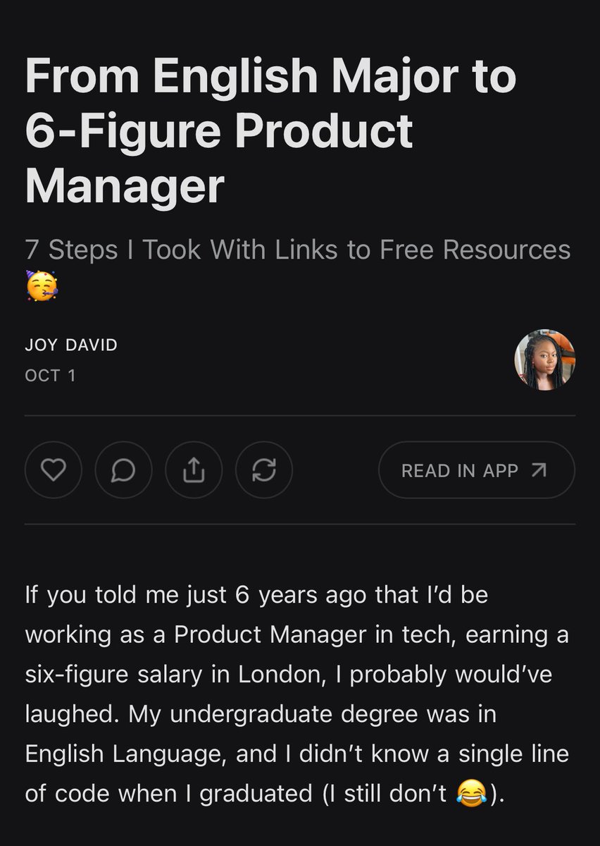 joy_mayowa's tweet photo. Shared my first Substack 🥳. Link in comments 👇 https://t.co/bcN6Q8JFLO