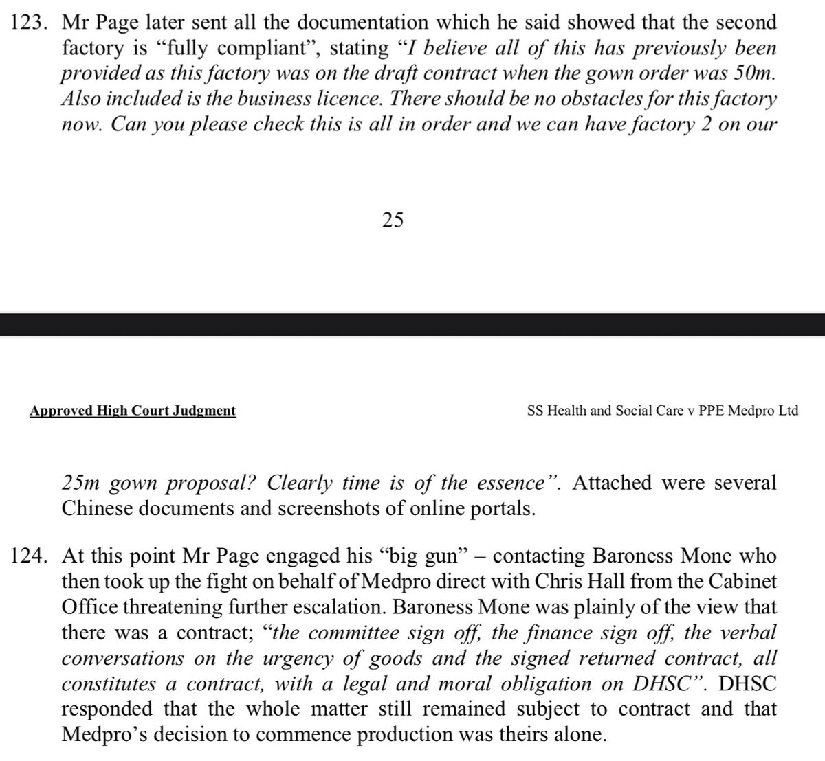So Baroness Mone didn’t just connect PPE Medpro to the government’s VIP lane. She took an active role lobbying for the company: