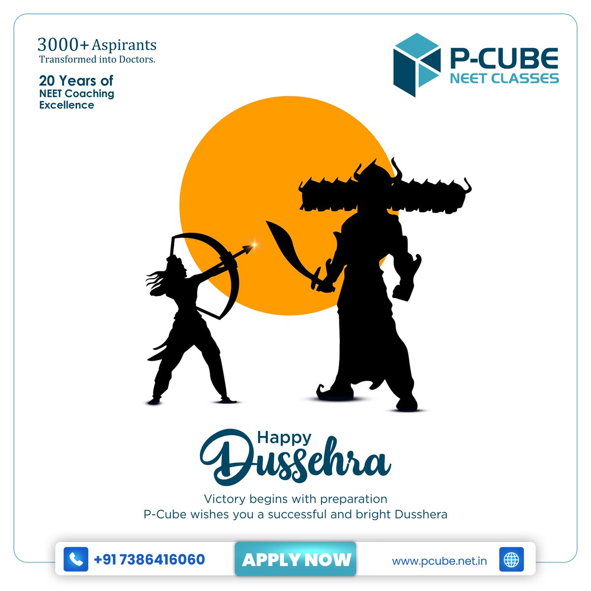 PcubeNeet's tweet photo. ✨🔥 Happy Dussehra! 🔥✨

Just like Lord Rama’s victory over Ravan, success in NEET begins with preparation, dedication, and the right guidance. 💪📚
📞 Call: +91 7386416060
👉 Apply Now: https://t.co/KXX7xZUCW6
#HappyDussehra #PCubeNEET #NEETPreparation https://t.co/NU16IlKxju