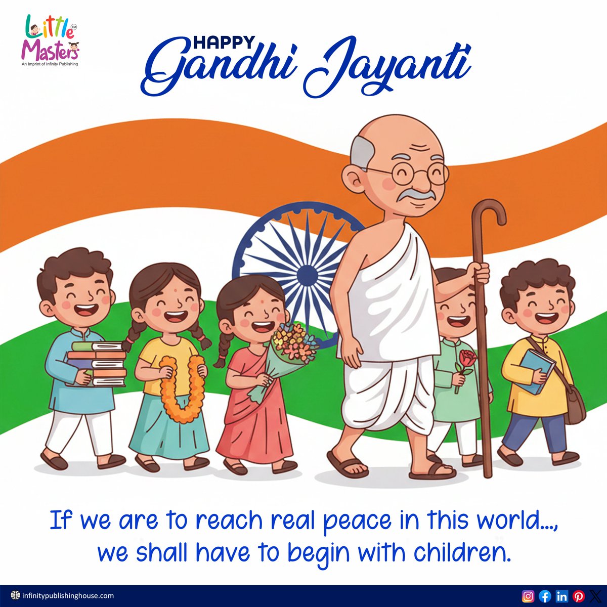 LittleMasters_'s tweet photo. On this Gandhi Jayanti, let’s remember that true change begins with young minds. 🌱📚 Encourage children to learn, explore and grow—because education lights the way to a better, kinder world. Every book they read, every question they ask, plants the seeds of a brighter future. https://t.co/S56zMIqApD