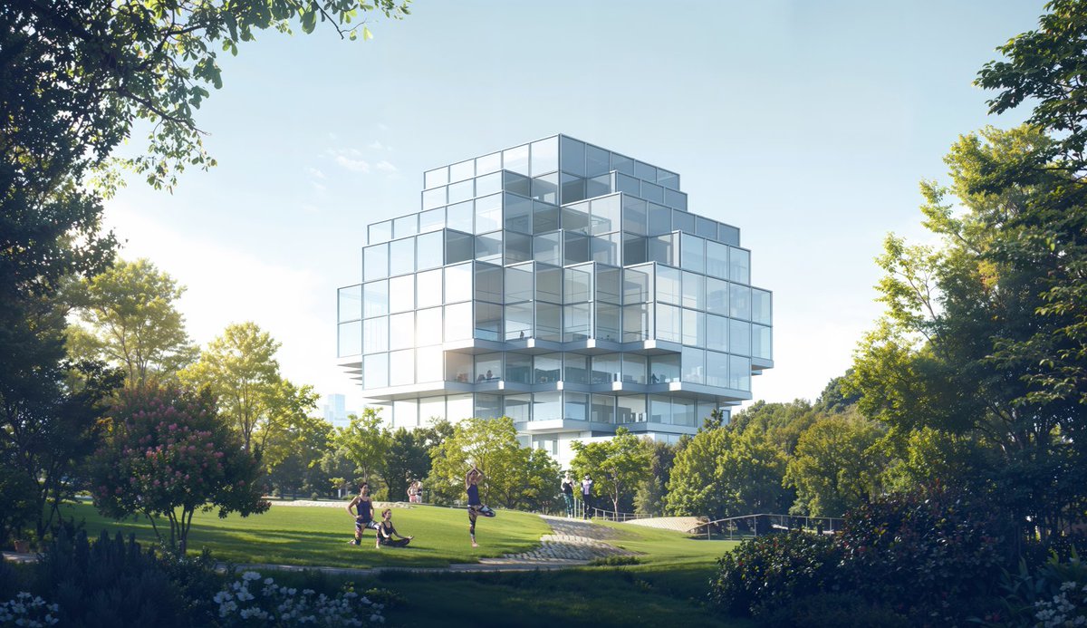 LinpingStyle's tweet image. 😍The iconic &quot;Digital-Physical Seed (Quantum Cloud)&quot; project officially commenced construction in #Linping’s Linghu Park. The Quantum Cloud appears as if composed of stacked pixel blocks, showcasing an irregular facade shape. #design