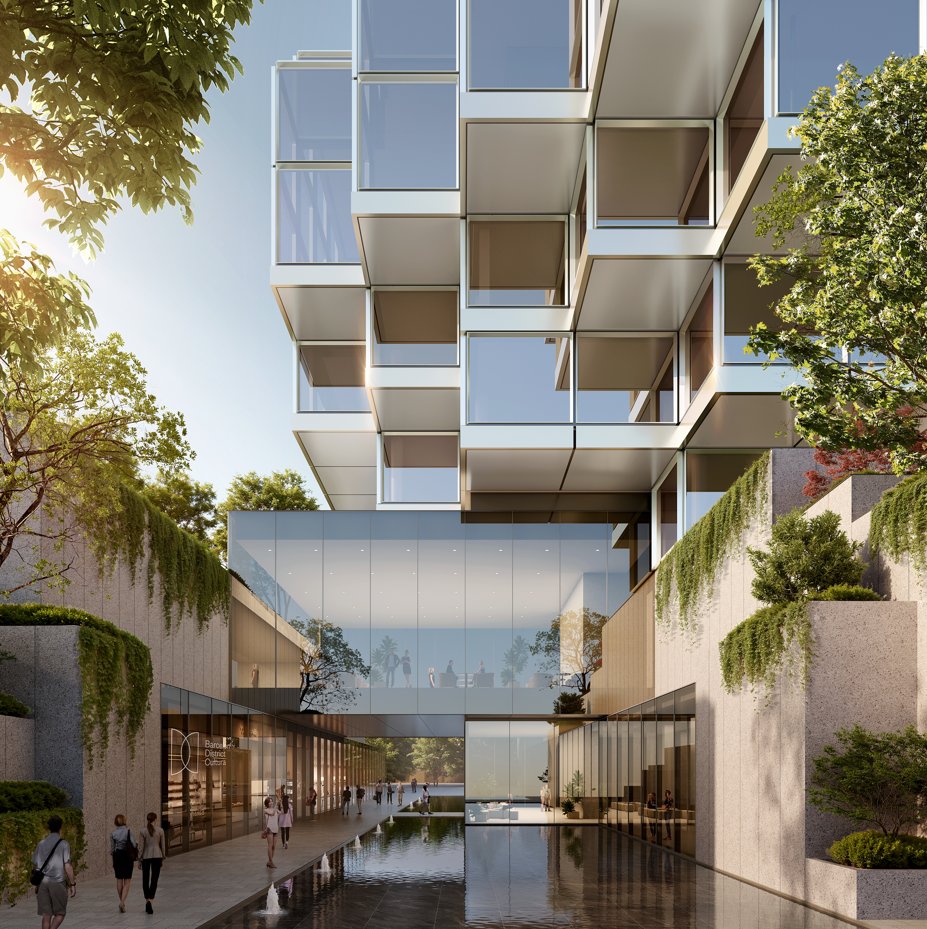 LinpingStyle's tweet image. 😍The iconic &quot;Digital-Physical Seed (Quantum Cloud)&quot; project officially commenced construction in #Linping’s Linghu Park. The Quantum Cloud appears as if composed of stacked pixel blocks, showcasing an irregular facade shape. #design