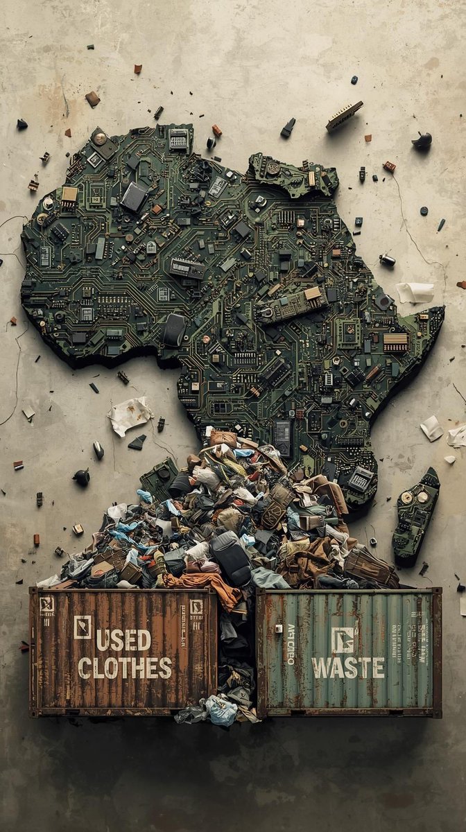 devyani43's tweet photo. In Africa, we are inundated with vast quantities of discarded clothing from the Global North. Sadly, most of these garments remain unworn, ultimately ending up in dumps or worse, polluting our seas. The consequences are devastating.
 💔 
#SustainableFashion #WasteCrisis https://t.co/ichqxgAiP0