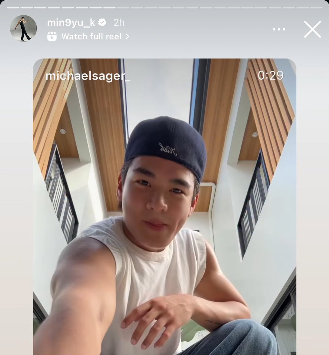 hvkserye's tweet photo. omg?? @michaelsager_ on mingyu’s ig story?!?! 😭 https://t.co/tghyTwm7P0