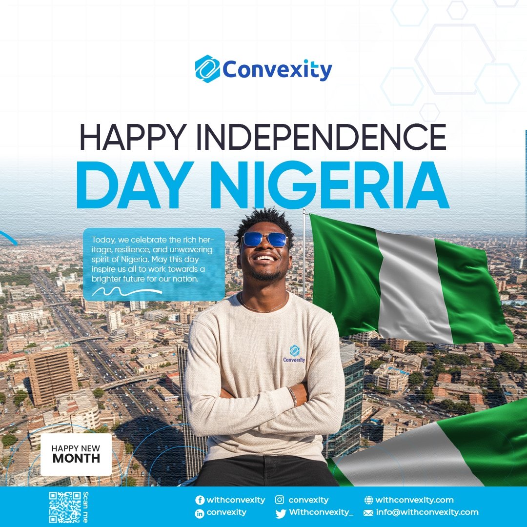 withconvexity_'s tweet image. Happy Independence Day, Nigeria 🇳🇬💚
65 years of resilience, growth, and progress is worth celebrating. 

As we honour our nation&apos;s journey, we at Convexity are also energized for the start of a new month and the year&apos;s final quarter.

The future is built by those who act. Let&apos;s…