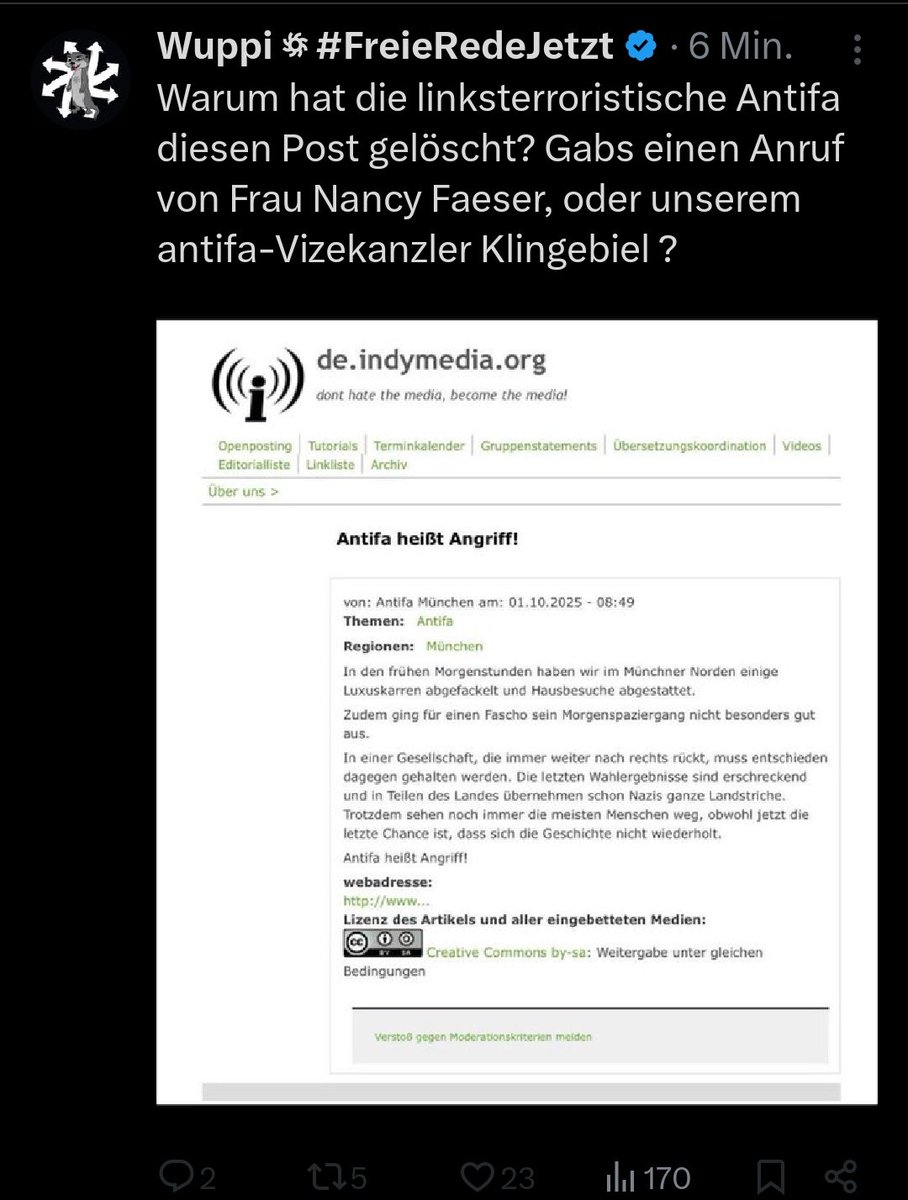 Weil es ein Fake war, du kleines, fettes Fascho-Frettchen. 😏

Keine Antifa. Nichts. Handwerker aus Starnberg, der sein Elternhaus abfackeln wollte und sich dann suizidierte.

focus.de/panorama/welt/…