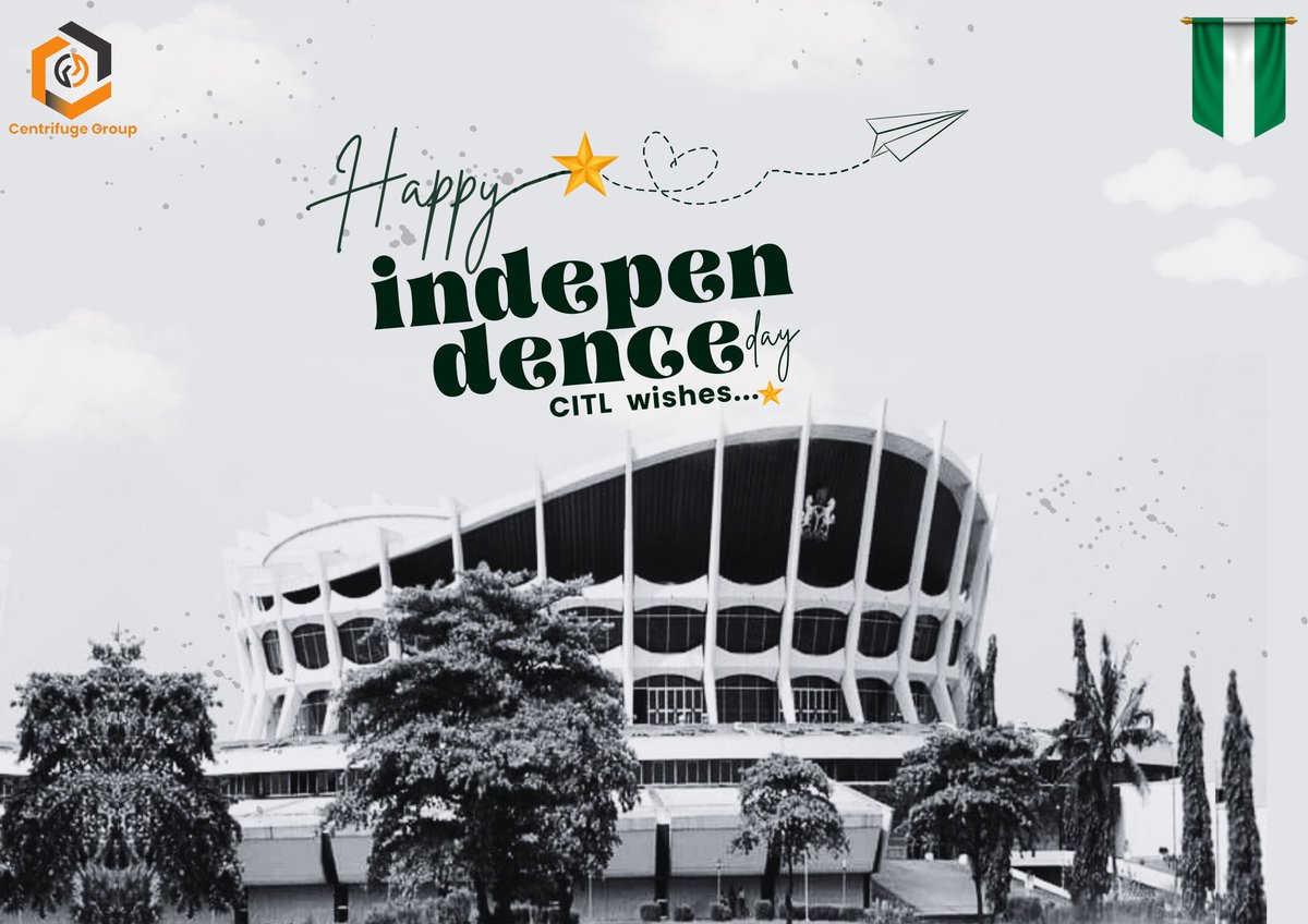 centrifugegroup's tweet photo. Happy Independence Day, Nigeria! 🇳🇬
65 years strong, united in diversity, and ready for greater heights.

#NigeriaAt65 #IndependenceDay #CentrifugeGroup https://t.co/I5QCYF4UYL