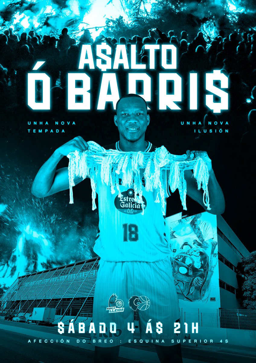 Comeza unha nova aventura do <a href="/CBBreogan/">Río Breogán</a> na Liga ACB.

💥🦁 Este sábado ás 21h queremos asaltar o 𝗕𝗮𝗿𝗿𝗶𝘀 𝗡𝗼𝗿𝗱!

Se algún tolo máis pensa pasar o 1° finde do San Froilán animando ao Breo connosco, estaremos na Esquina Superior (4S Superior). 🩵

🎟 venta.flleida.cat/ca/entradas/ve…