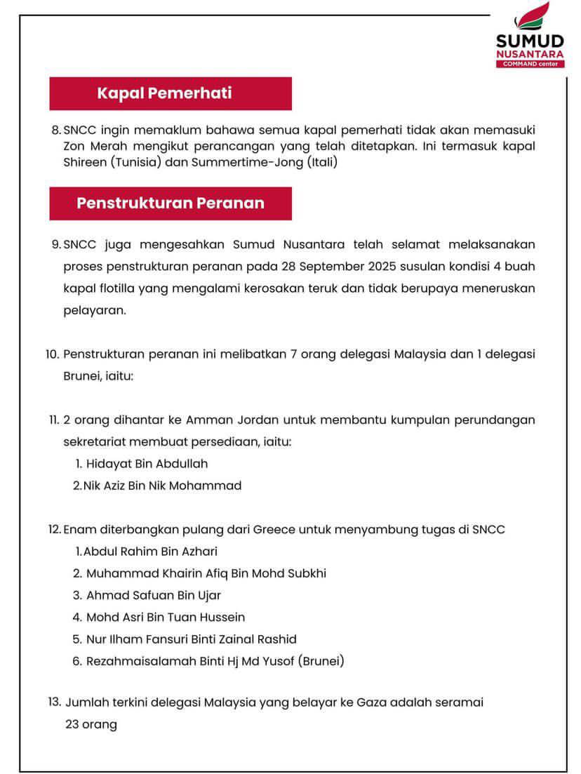 TERKINI 

LAPORAN TERBARU MISI GLOBAL SUMUD FLOTILA DARI PUSAT PEMERINTAH MISI MALAYSIA FLOTILA 

KONVOI DIJANGKA MASUK ZON MERAH JAM 9 MALAM WAKTU MALAYSIA