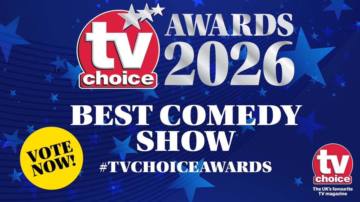 TVChoice's tweet photo. Which show had you cracking up this year? 😂 Everyone’s got that one comedy they can always turn to. Back your favourite in #BestComedyShow at the 2026 #TVChoiceAwards 👉 https://t.co/EkksKvMUqw https://t.co/UfE7U9ZQBE