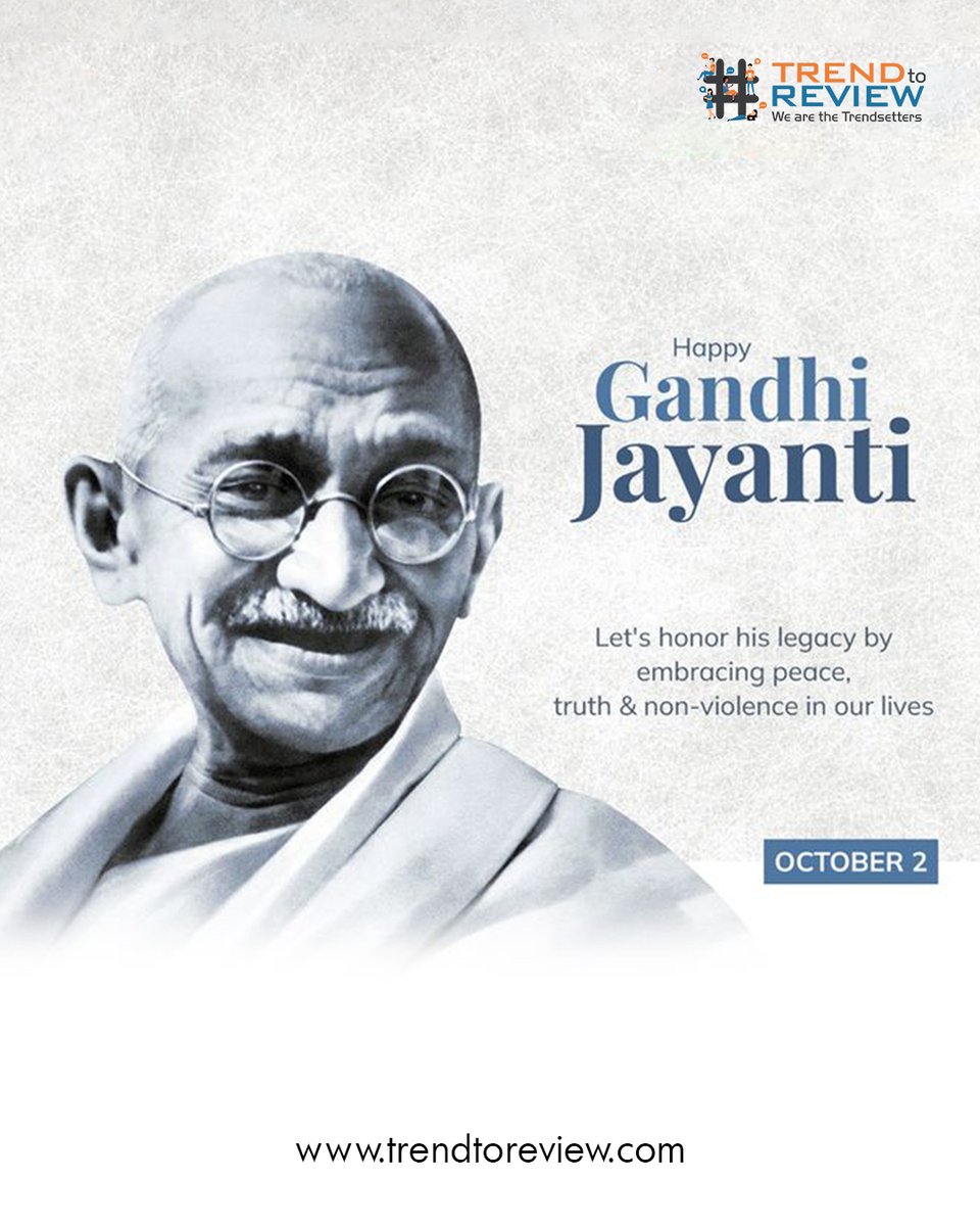 TrendToReview's tweet photo. Honoring the Father of the Nation — truth, peace, and non-violence shall always lead the way. Let us walk the path he showed, with courage in our hearts and unity in our actions. Happy Gandhi Jayanti!

#trendtoreview #GandhiJayanti #MahatmaGandhi #FatherOfTheNation #Peace https://t.co/ky5Dx2Fqrj