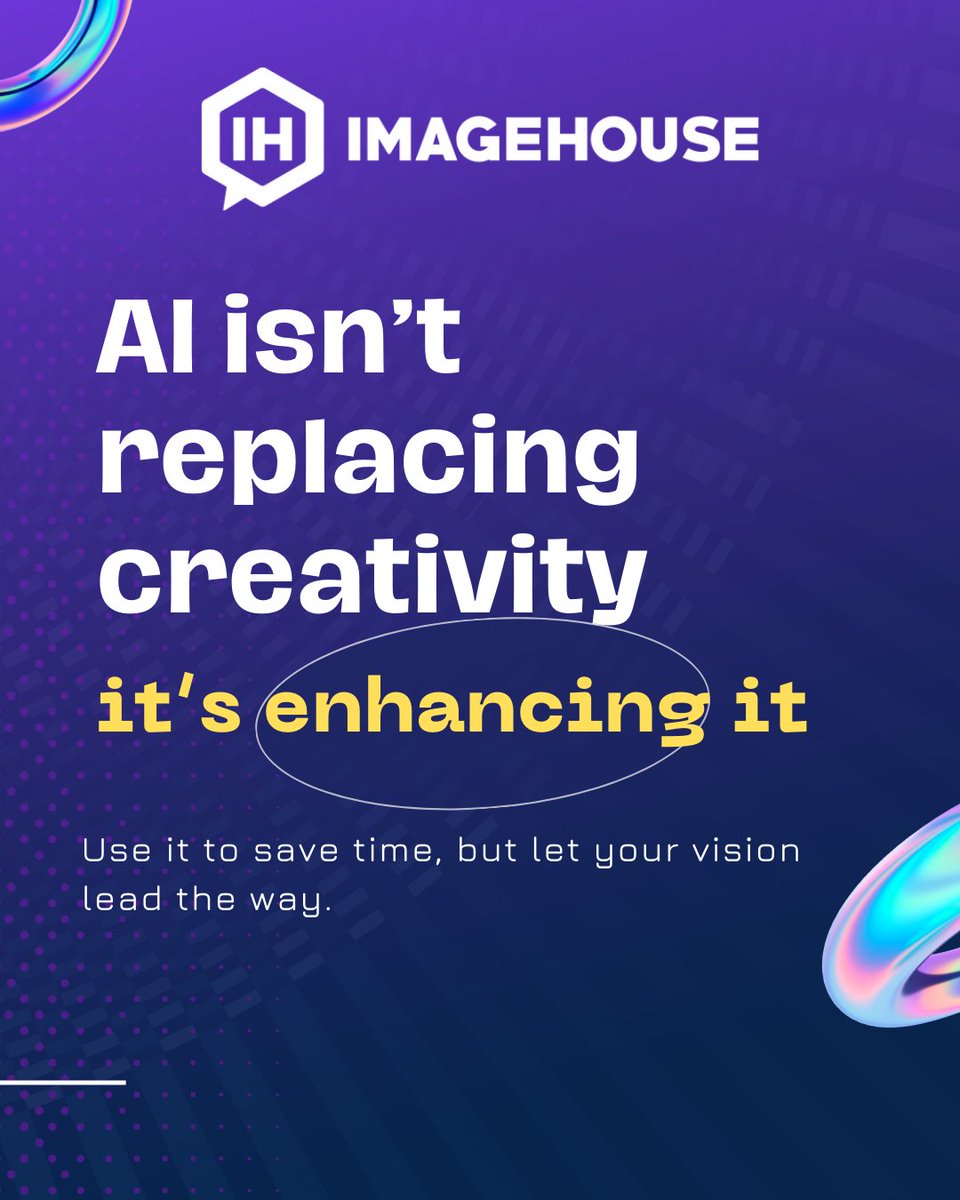 imagehouse__'s tweet photo. AI isn’t replacing creativity, it’s enhancing it. Use it to save time, but let your vision lead the way.  

#AIMarketing https://t.co/Pcg1nRFEzF