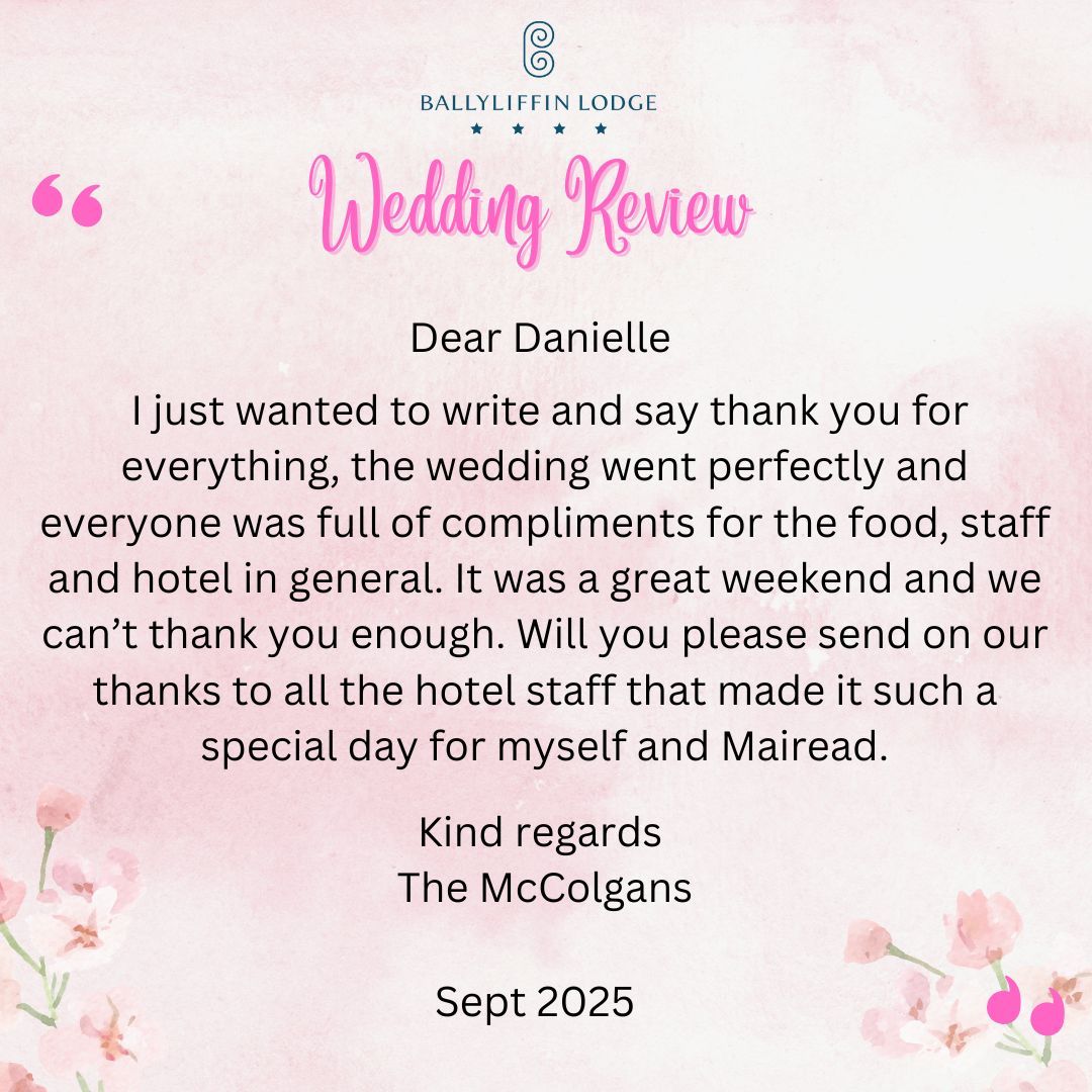 Another wonderful Wedding review for all at the Lodge! 
Arguably one of the finest Wedding Venues in the Northwest. 
#Weddings #Ballyliffin #Inishowen