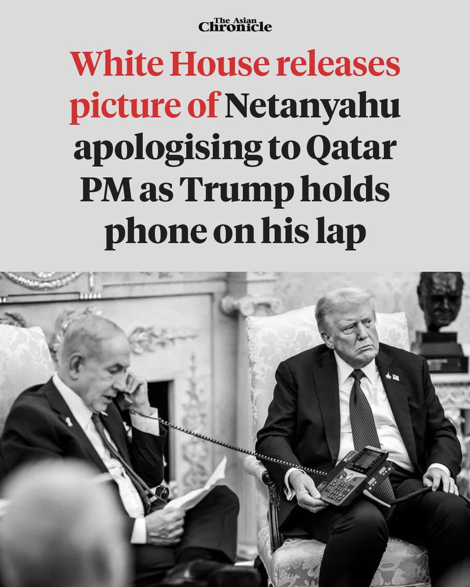 White House releases picture of Netanyahu apologising to Qatar PM for Doha strikes as Trump joins call from Oval Office

#Israel #gaza #netanyahu #trump #qatar #breakingnews