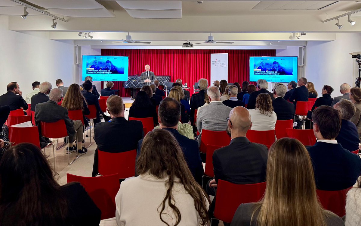 Convegno organizzato da <a href="/DeGasperiFond/">Fondazione De Gasperi</a> e <a href="/KASonline/">Adenauer-Stiftung</a> con l’Ambasciata e #IICBerlino, dedicato a due protagonisti della costruzione europea: Alcide De Gasperi e Konrad Adenauer. “La loro eredità è un compito da raccogliere. Ci invita ad avere il coraggio della visione” - Amb #Bucci