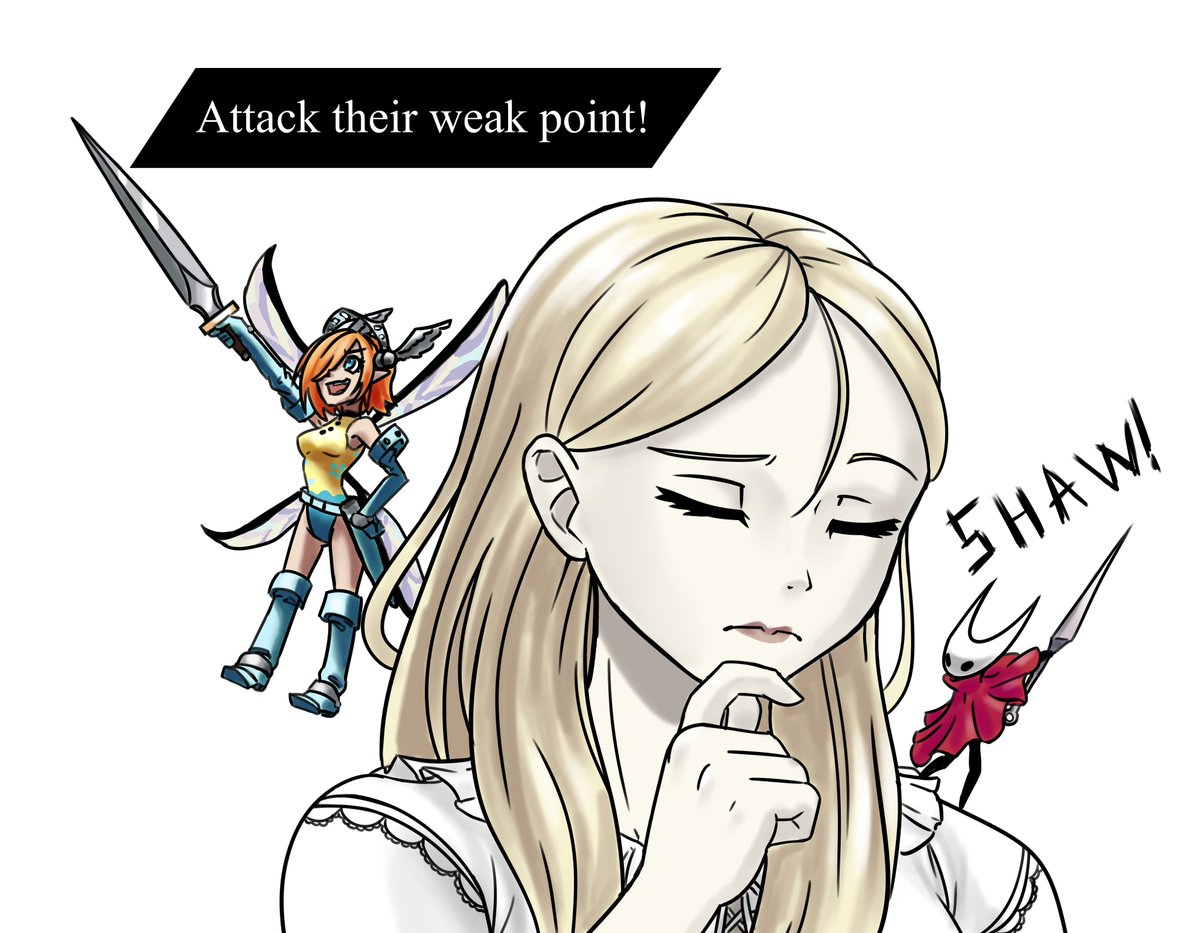 Following up the other corpse_ch art with a 2.5 hour Quick Draw comm. The helpful fairy Gallica is giving out some sage advice >:D I'm not sure what that Hornet is saying, but it's probably also back seating :^) #almsforthedead