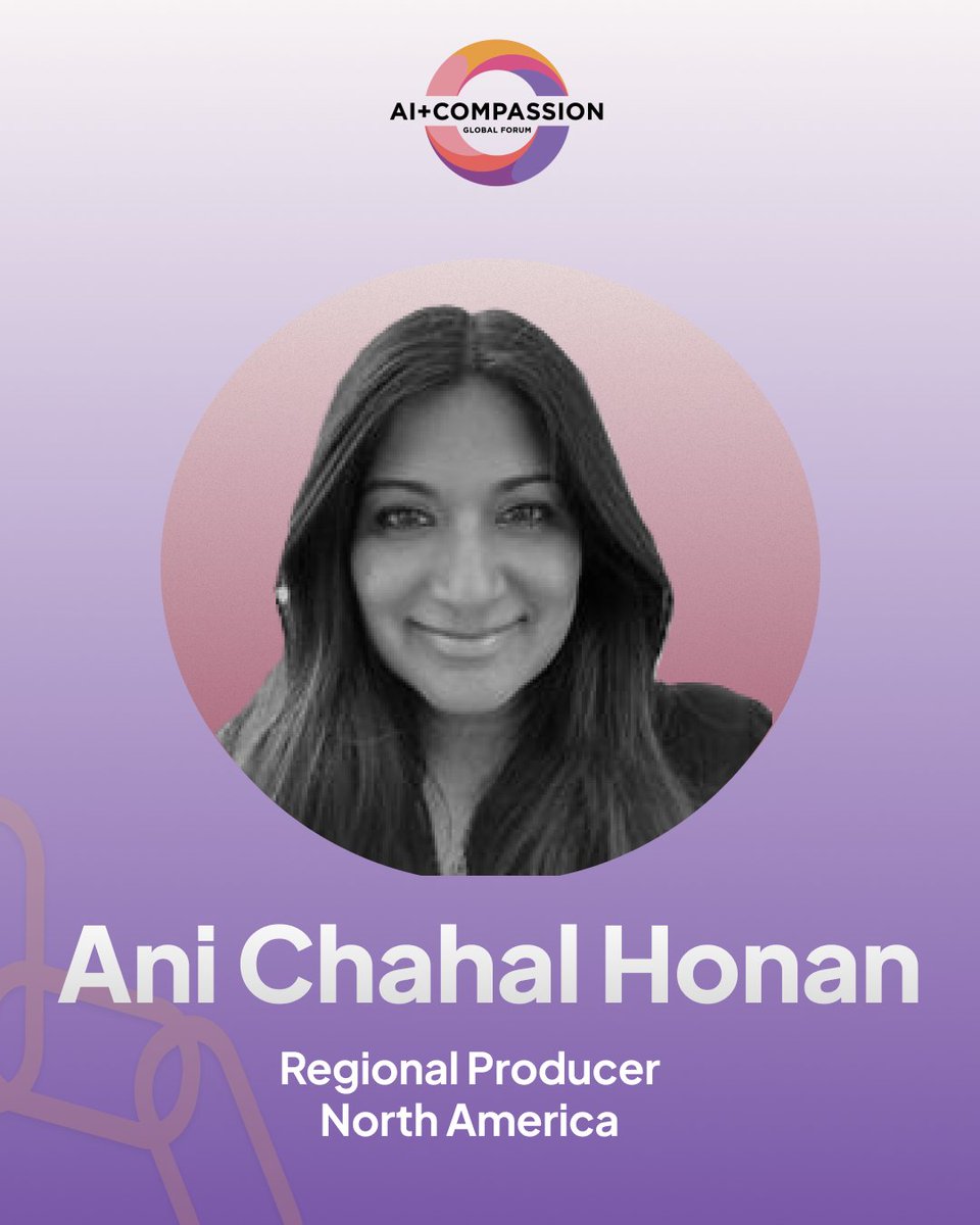 Meet  Ani Chahal Honan – Regional Producer, North America
Ani is producing AI+Compassion Global Forum 2025, helping bring the vision of ethical AI to audiences worldwide.
🔗: compassionai.io/producers