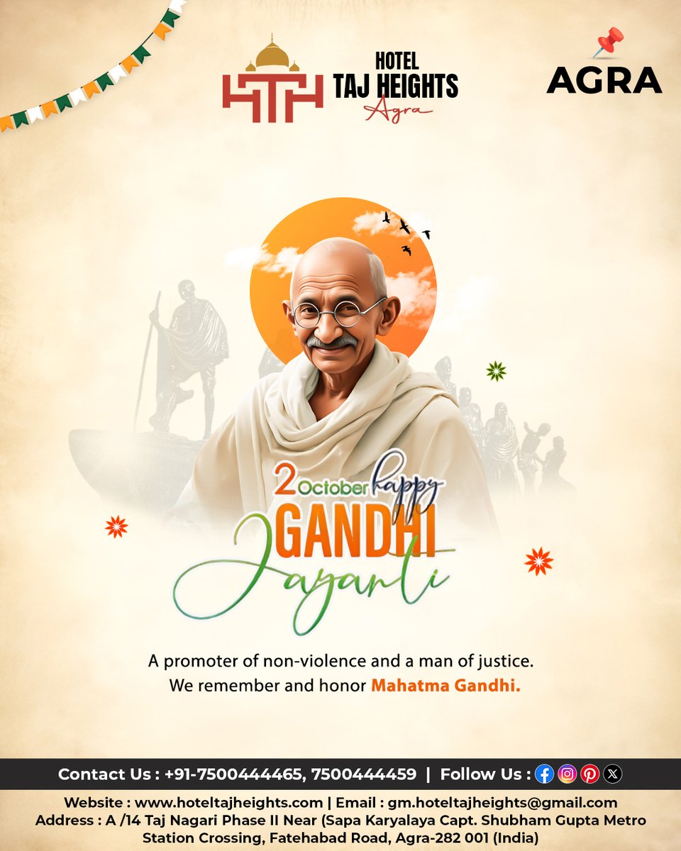 hoteltajheights's tweet image. 🙏✨ Honoring the Father of the Nation 🇮🇳

On this Gandhi Jayanti, let’s remember his teachings of peace, truth &amp;amp; non-violence and work towards a better tomorrow. 🌿🕊️

#GandhiJayanti #MahatmaGandhi #FatherOfTheNation #PeaceAndNonViolence #GandhiJi #IncredibleIndia