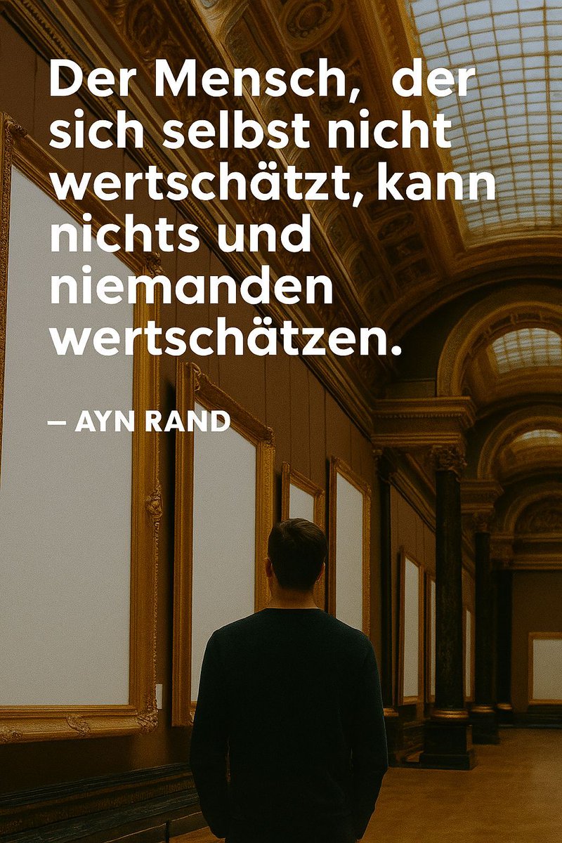 MikaelBergman_'s tweet image. Dein Wert ist kein Spiegelbild anderer. Er ist die Lichtquelle. 💡

„Der Mensch, der sich selbst nicht wertschätzt, kann nichts und niemanden wertschätzen.“
— Ayn Rand

#Selbstwert #Selbstliebe