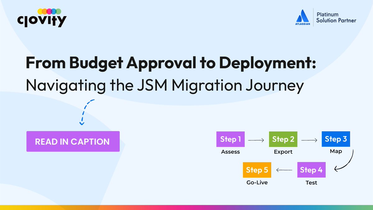 🚀 From Budget to Go-Live: A Practical Guide to Jira Service Management Migration 
👉 Read the full blog: clovity.com/blog/from-budg…
  
Migrating from Cherwell to Jira Service Management isn't just a tool switch it's a full-scale journey involving stakeholder buy-in, data planning,