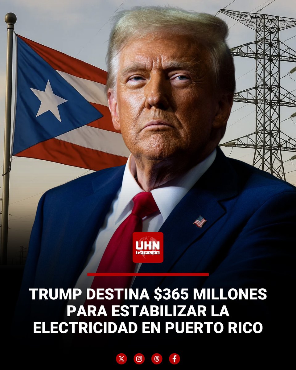 🇺🇸🇵🇷‼️ | ÚLTIMA HORA — El Departamento de Energía de EE.UU. reasignó $365 millones bajo orden ejecutiva del Presidente Trump para reforzar la red eléctrica de Puerto Rico, buscando garantizar energía estable y asequible a los 3.2 millones de ciudadanos estadounidenses en la isla.