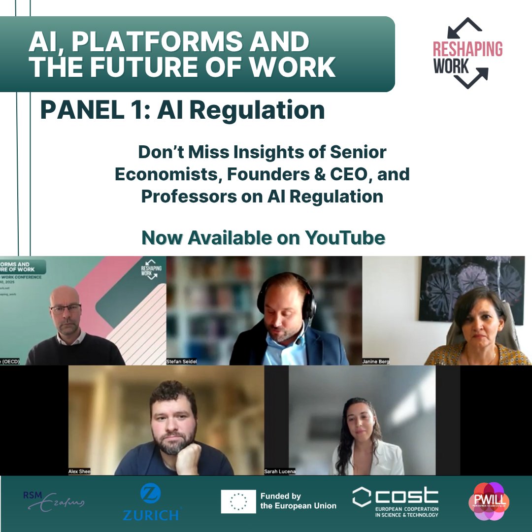 reshaping_work's tweet image. Watch Panel Discussion: AI Regulation Now on YouTube!

Leading experts tackled: how can we regulate AI in ways that balance innovation, fairness, and accountability?

👉youtube.com/watch?v=l3zIFc…

#FutureOfWork #AIandWork #Platforms #DigitalPlatforms #AI #Policy #ReshapingWork2025