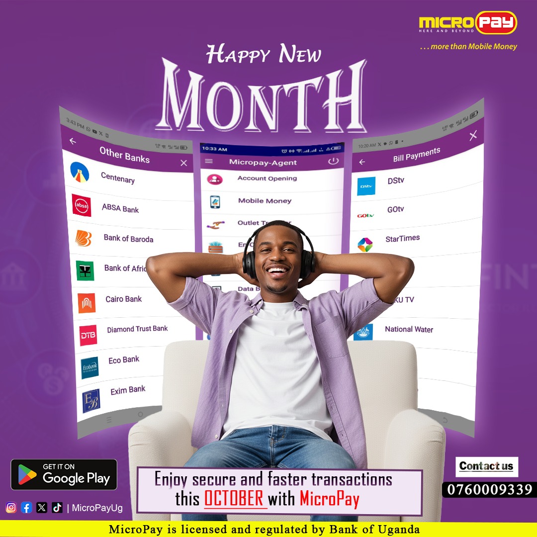 MicroPayug's tweet image. New month , New goals,New opportunities and a fresh start.
Let's make it count with Micropay, this October.
#micropay #agencybanking