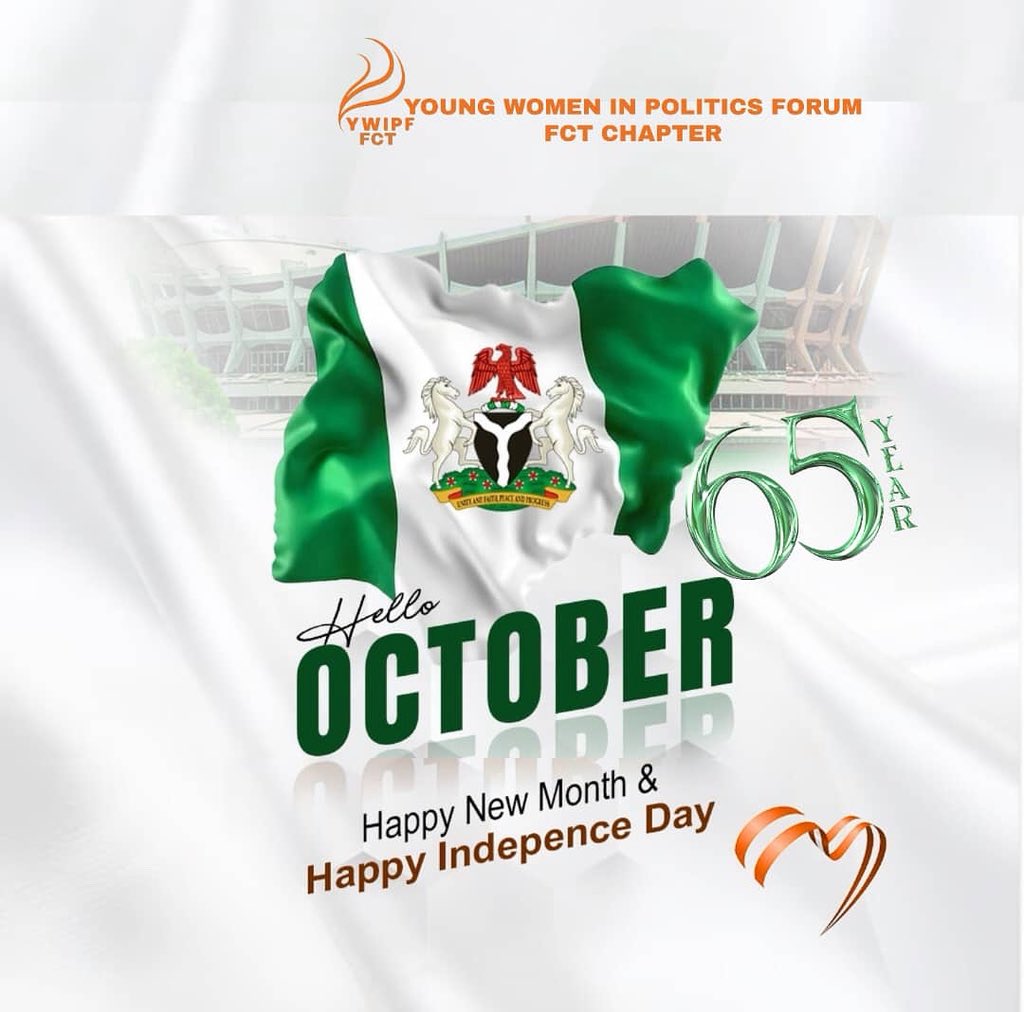 ywipforumfct's tweet photo. Happy Independence Day, Nigeria!
True freedom means every voice counts especially women & youth. At YWIPF, we stand for inclusive politics and unstoppable women leaders. Here’s to 65 years of resilience & a stronger future! ✨
#NigeriaAt65 #YWIPF #WomenInPolitics https://t.co/53RLTz7J3M