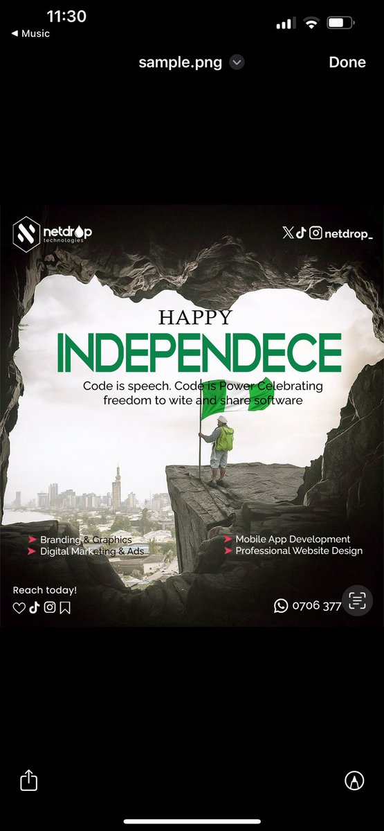 netdrop_'s tweet photo. Happy Independence Day, Nigeria @65! 🇳🇬 From all of us at Netdrop Technologies, we celebrate freedom, unity, and progress. #NigeriaAt65 #Netdrop” https://t.co/Mb1M0gPOem