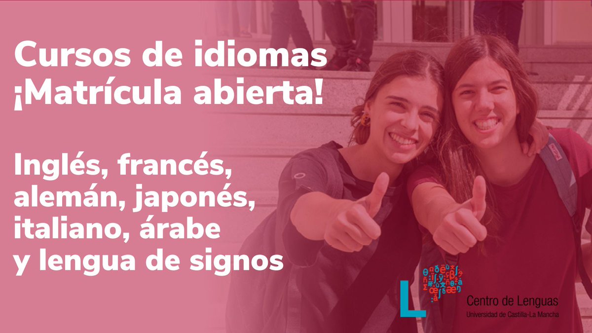 🔴📣 ¡¡ÚLTIMAS PLAZAS DISPONIBLES!!

🗓️ Matrícula abierta hasta el 5 de octubre ‼️
🌍 Cursos abiertos a mayores de edad (comunidad universitaria y externos)
📅 Inicio de clases: 13 de octubre

¡No te lo pienses más!

ℹ️uclm.es/Misiones/Inter…
<a href="/uclm_inter/">UCLM_internacional</a> <a href="/uclm_es/">Universidad de Castilla-La Mancha</a>