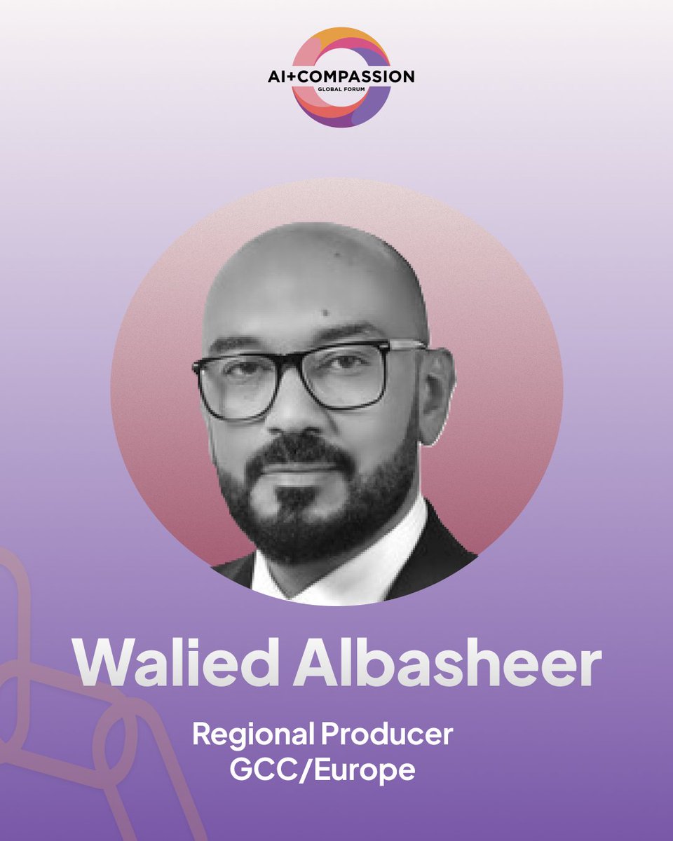 Meet Walied Albasheer – Regional Producer, GCC/Europe
Walied is producing AI+Compassion Global Forum 2025, helping deliver ethical AI experiences across regions.
🔗: compassionai.io/producers
