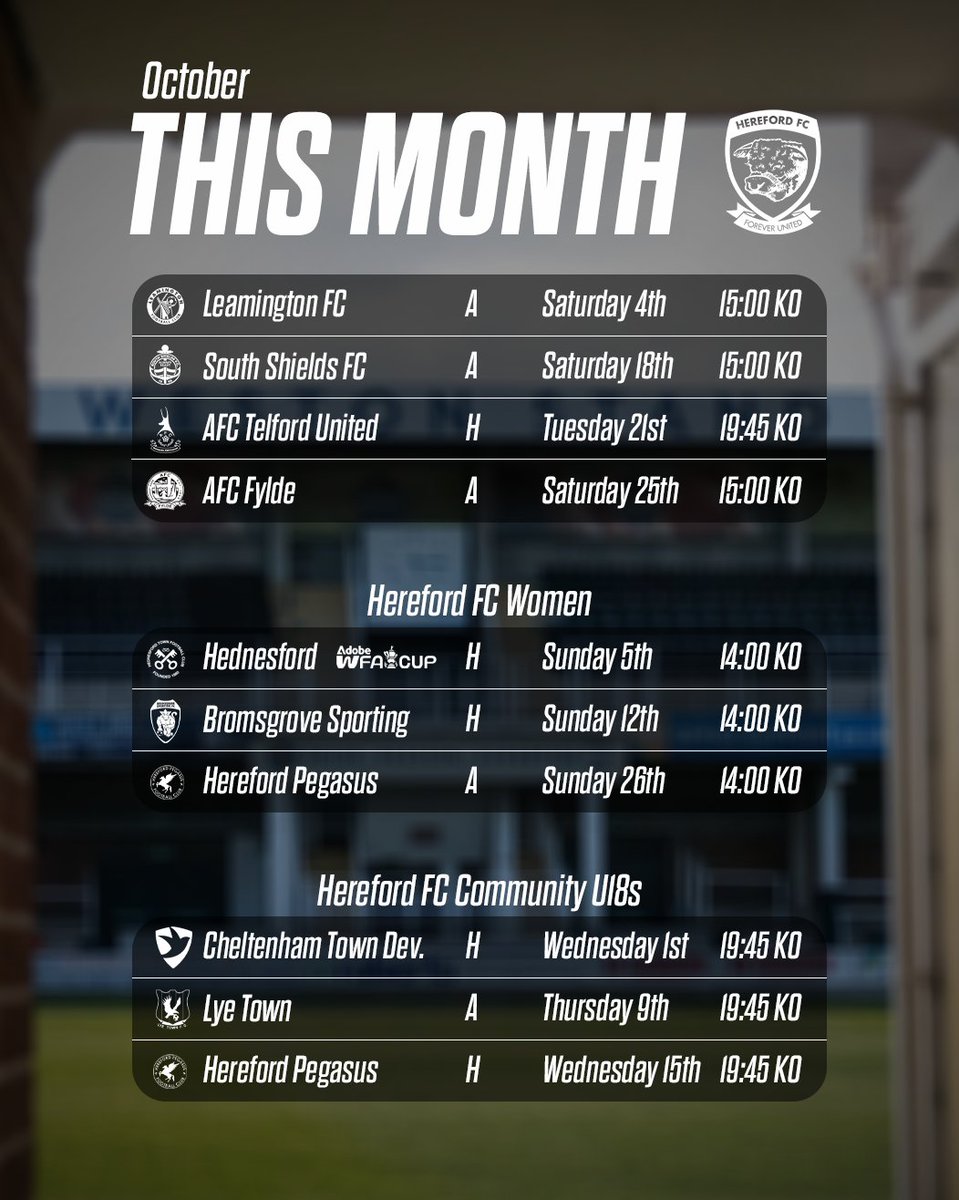 📅 October at Hereford FC

#COYW | #OurCity