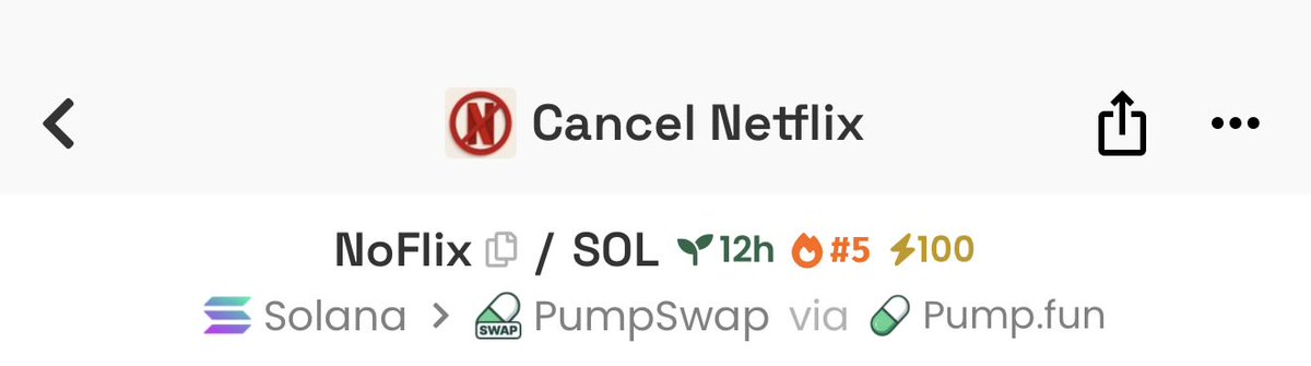 100x boost
#5 on DEX 
CTO approved (creators fees are the communities)
Elon shilled 
Holy shit
Millions!!! 
$noflix