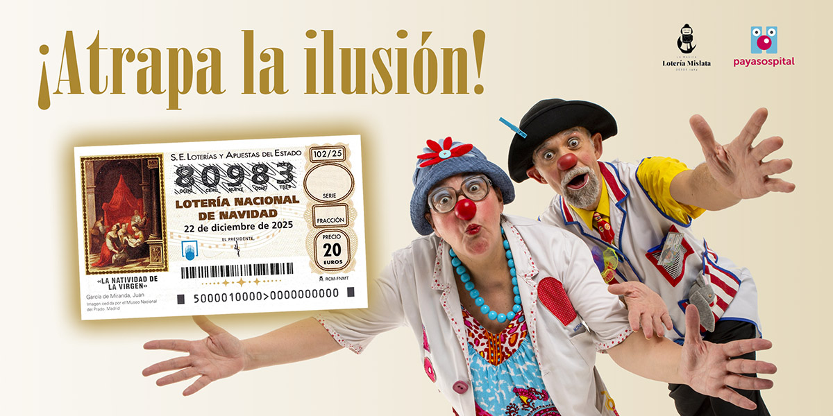 ¡Atrapa la ilusión! Ya tenemos Lotería de Navidad. Nuestro número es: 80983. Un décimo: 24€ (20€ décimo + 4€ donativo) Adquiere online la versión digital:
bit.ly/Payasospital-L…. Si prefieres tenerlo en mano, contáctanos: Whatsapp: 609610773 / voluntariado@payasospital.org