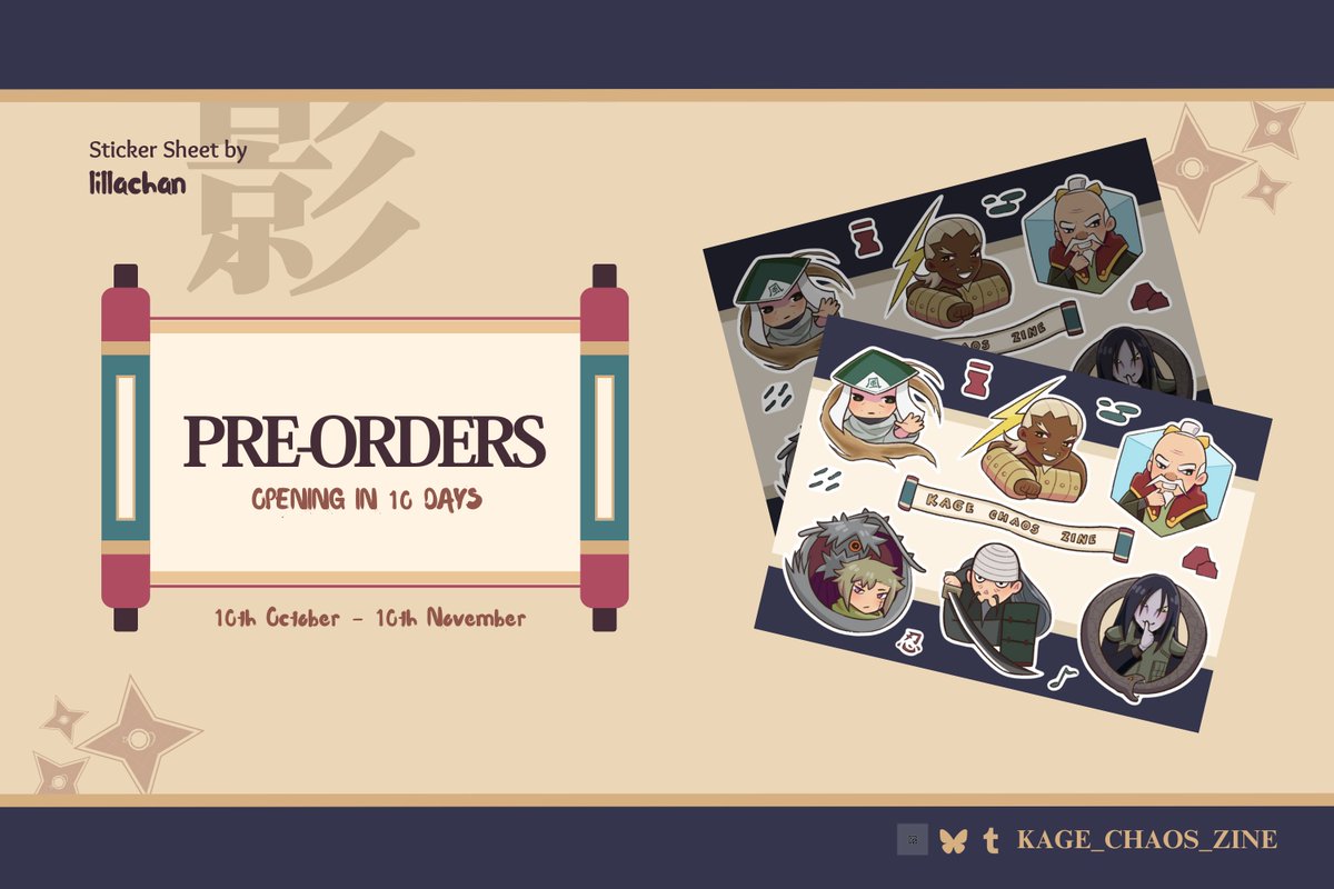 Get ready Shinobi, our POs open soon! 
Have a small preview on our merch (sticker sheet by <a href="/Lilla_Chan/">lillachan</a>)!
