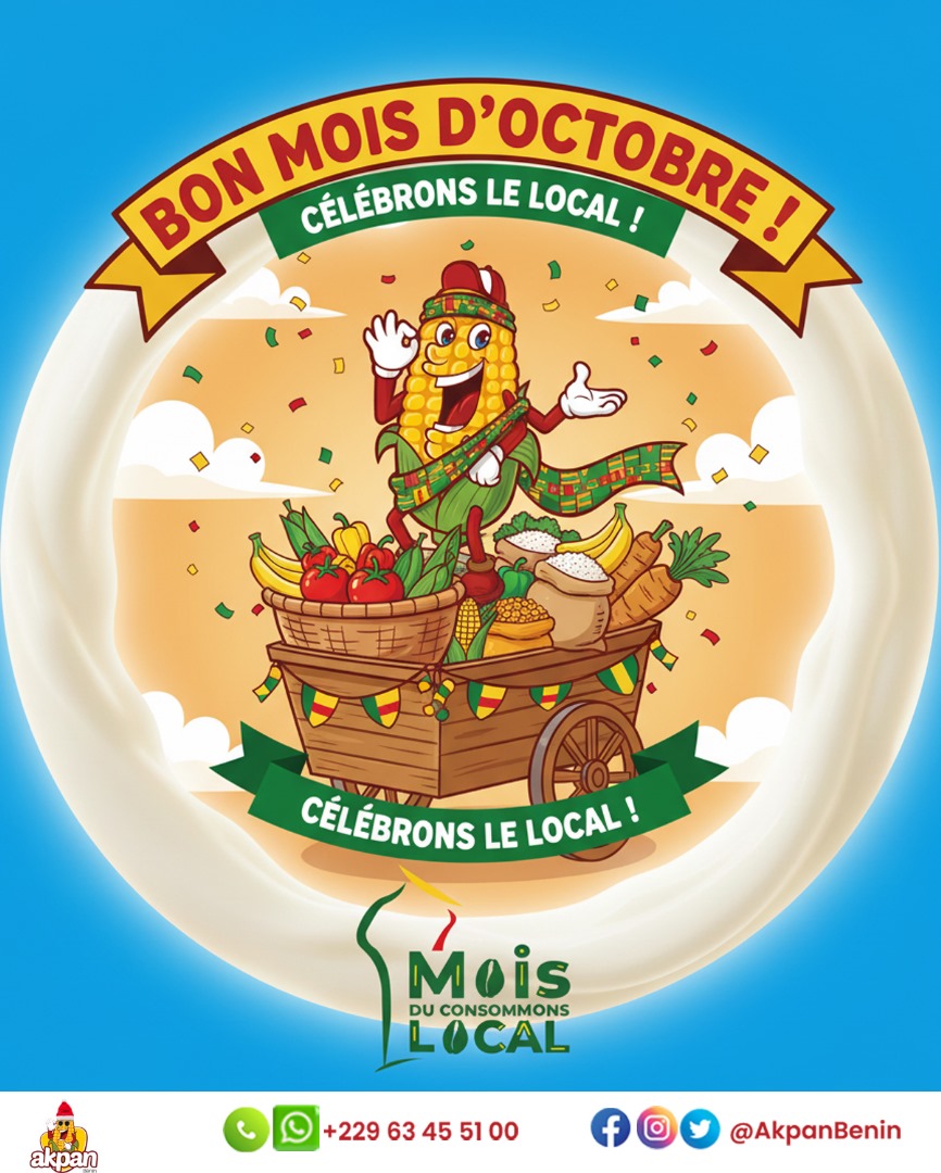 AkpanBenin's tweet photo. C'est le 1er octobre ! 🥳 Le mois du consommons local est lancé. Joyeux mois d'octobre, plein de saveurs et de découvertes béninoises !
#octobre2025 #akpan #consommonslocal https://t.co/aiMjKH586Q